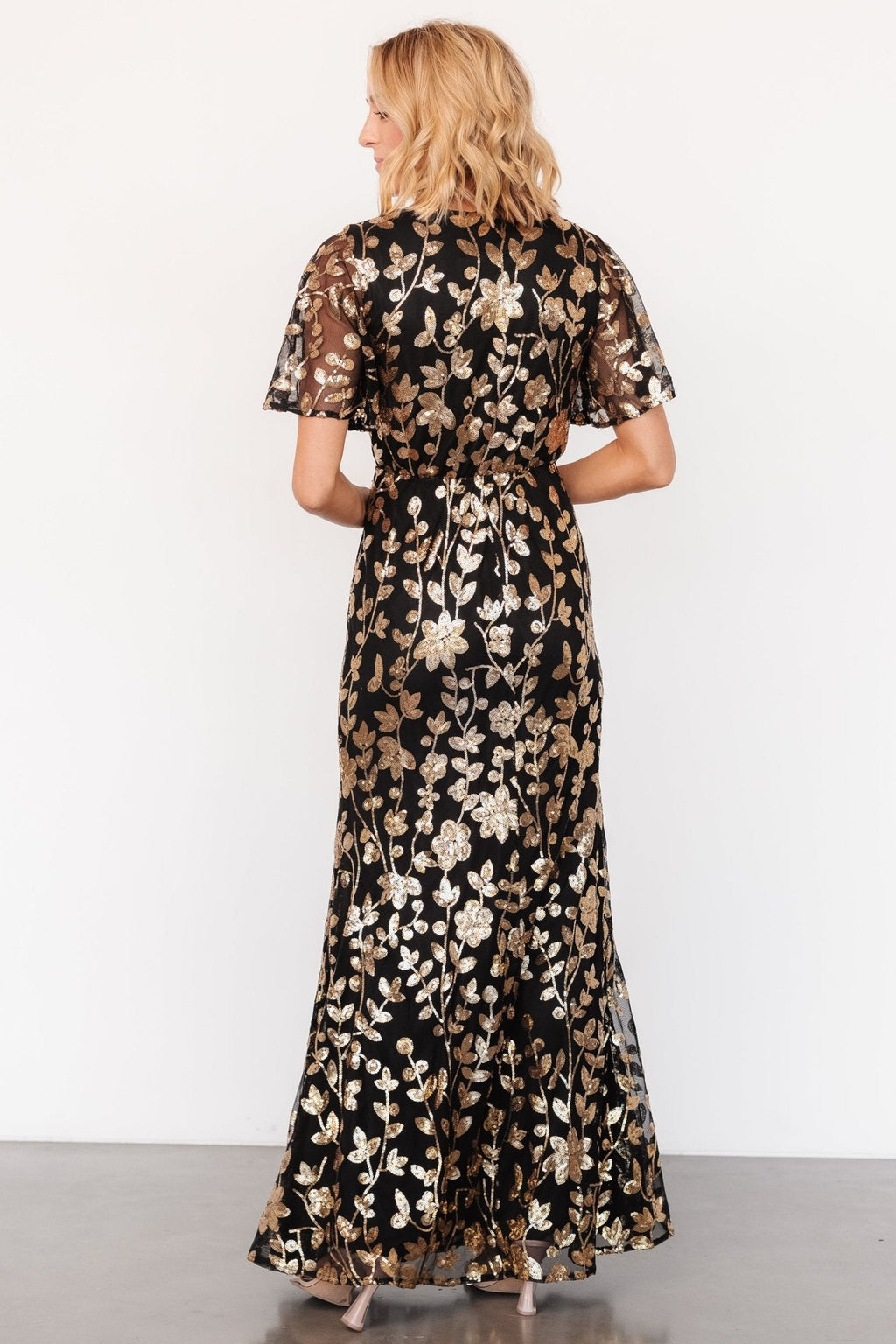 Esme Sequin Dress | Black + Gold