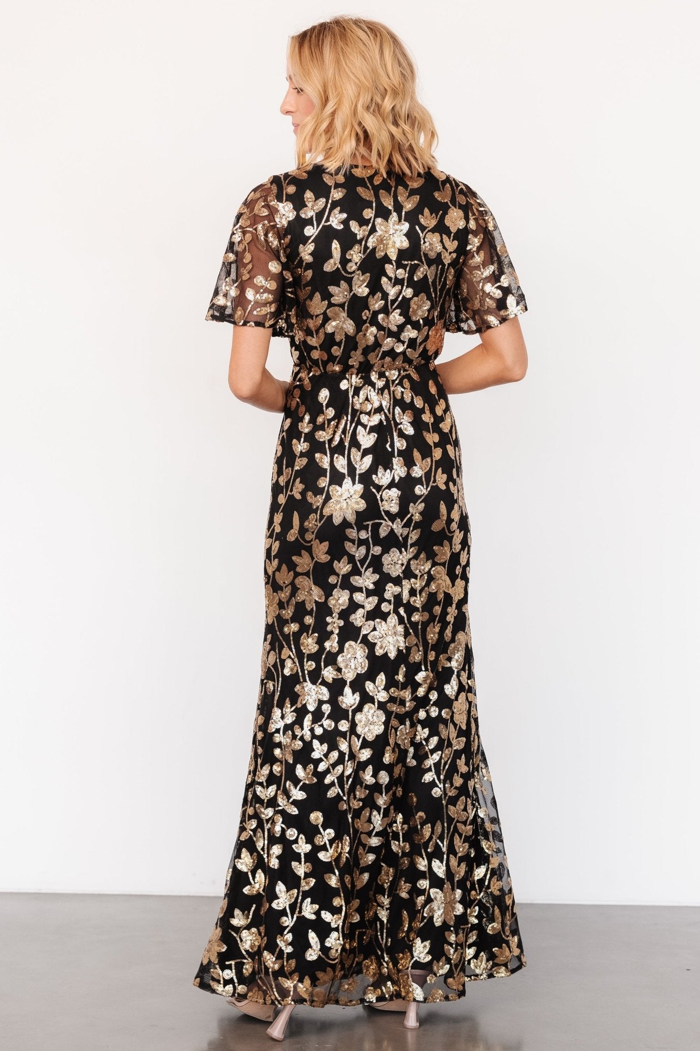 Esme Sequin Dress | Black + Gold