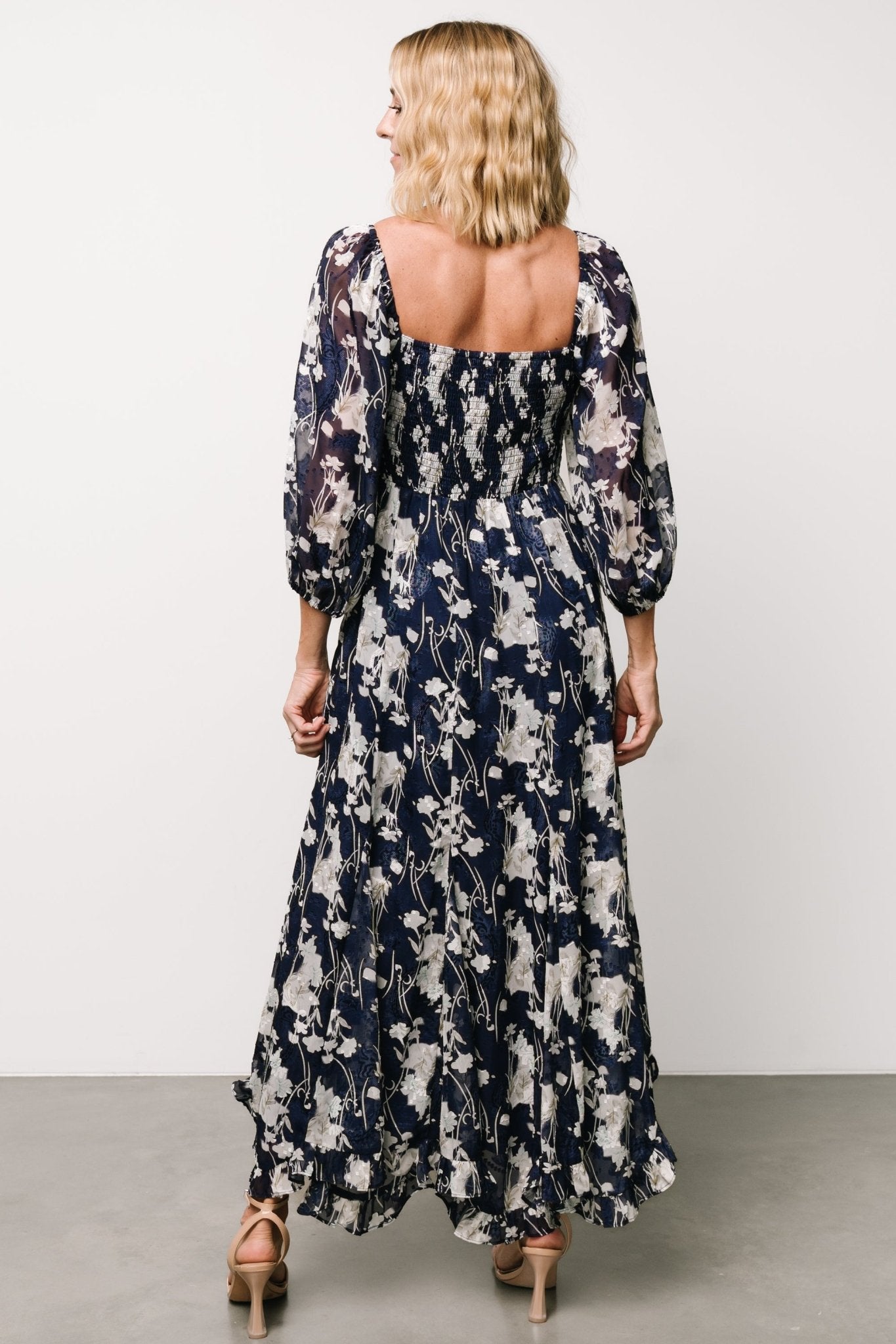 Estefania Maxi Dress | Navy + Off White Floral