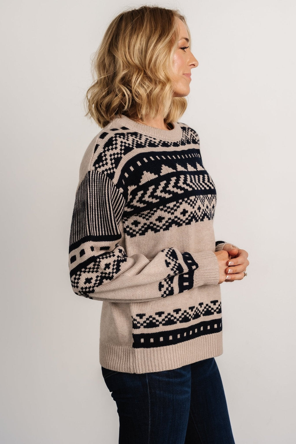 Eugene Sweater | Taupe + Navy