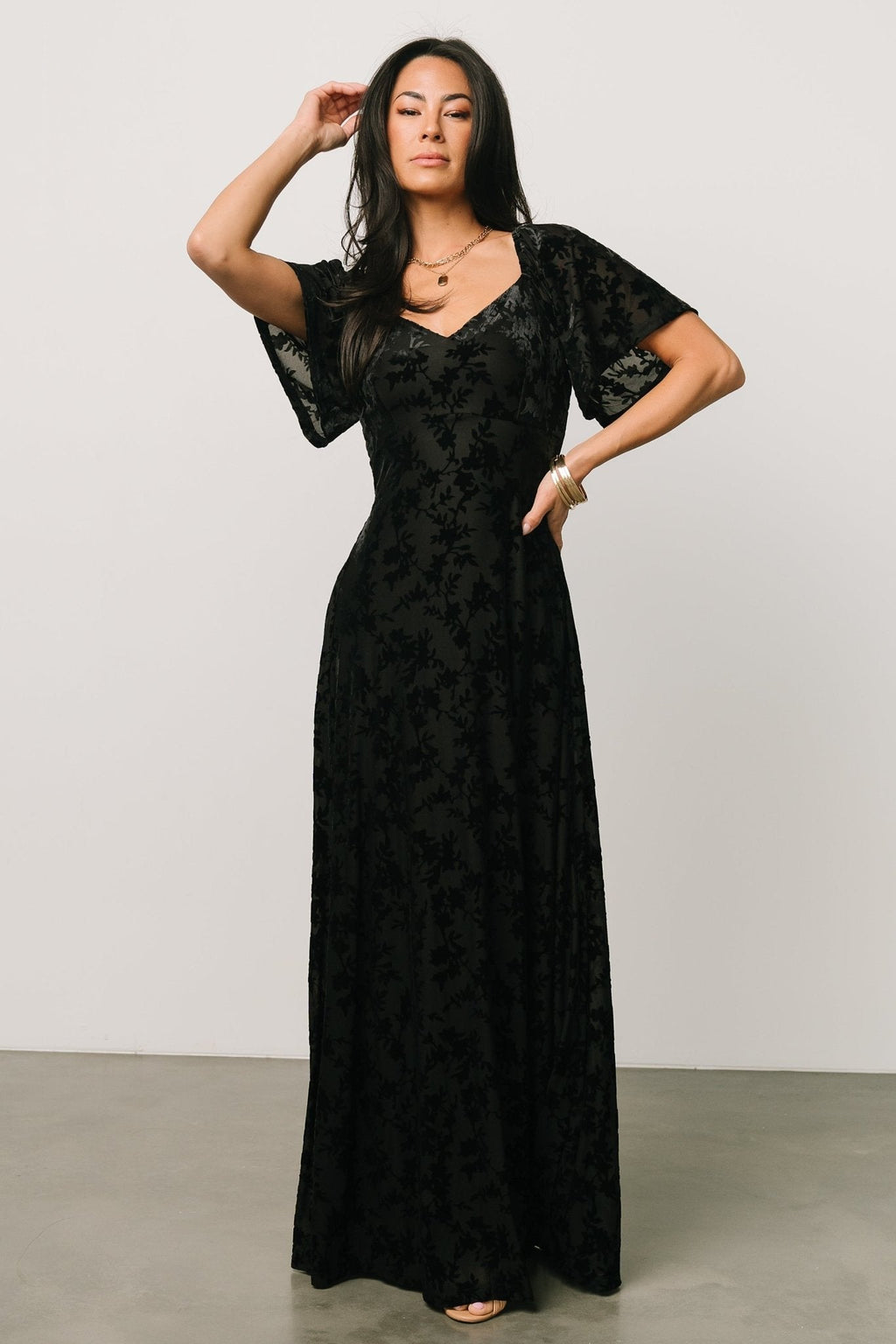 Everley Velvet Maxi Dress | Black