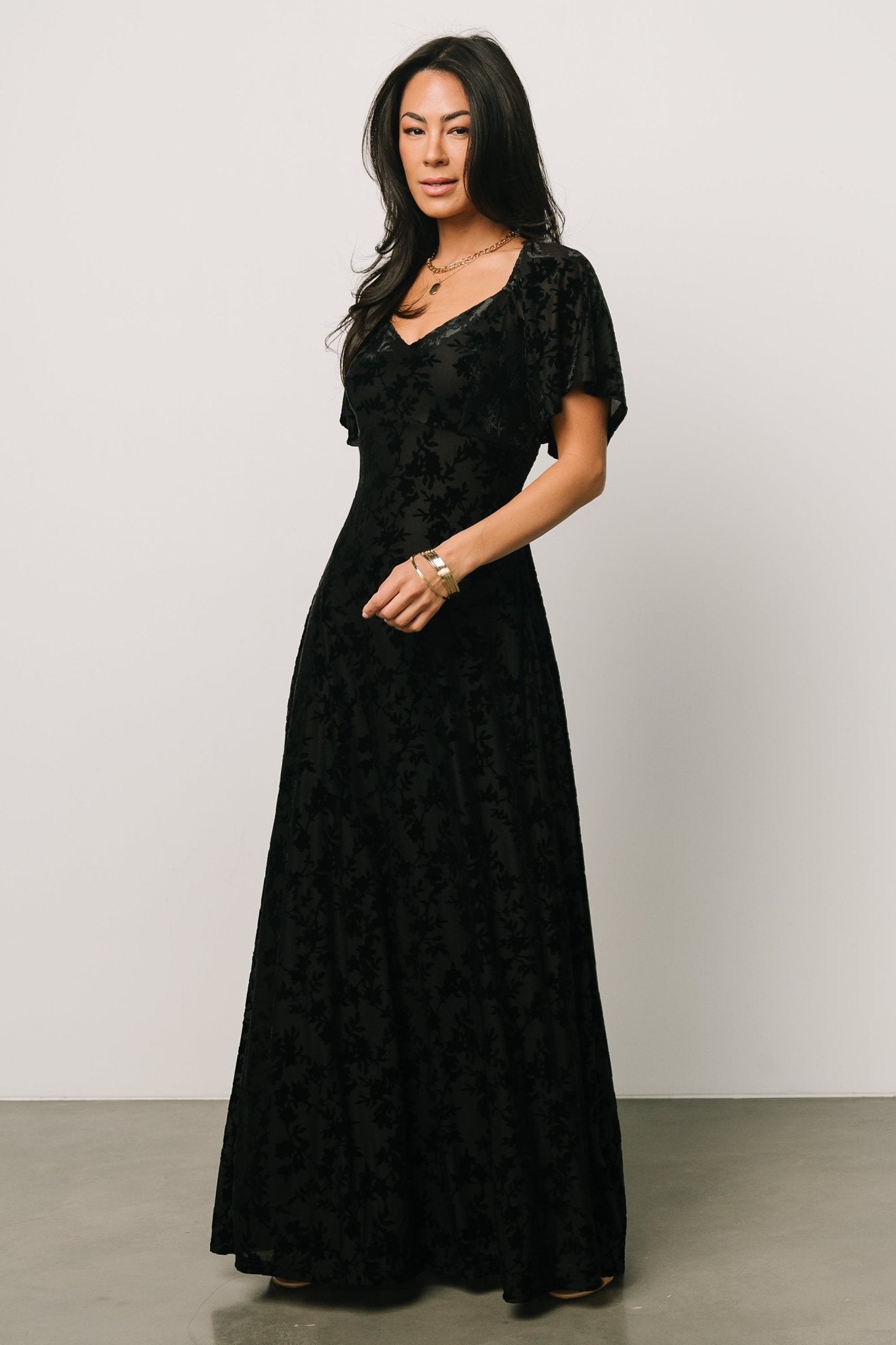 Everley Velvet Maxi Dress | Black