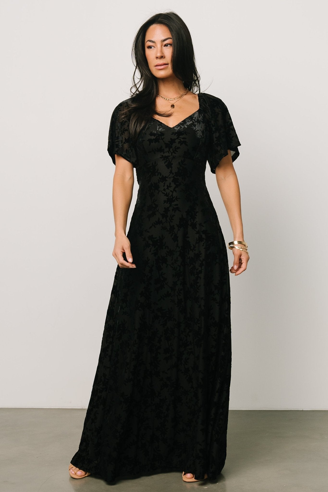 Everley Velvet Maxi Dress | Black