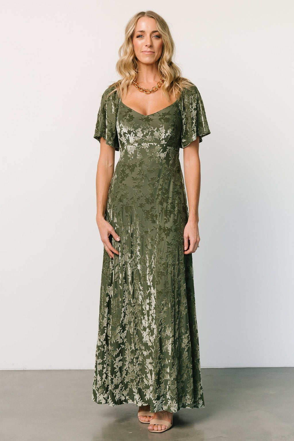 Everley Velvet Maxi Dress | Dark Sage