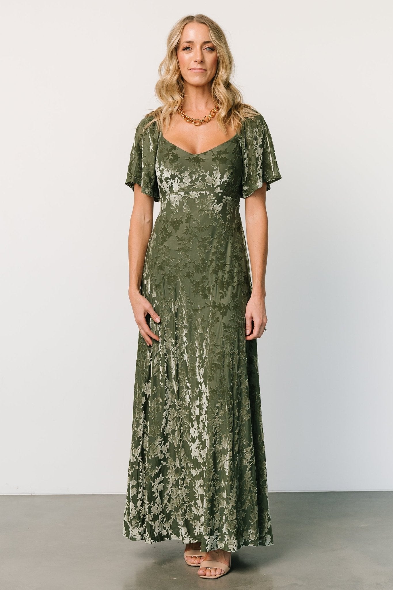 Everley Velvet Maxi Dress | Dark Sage
