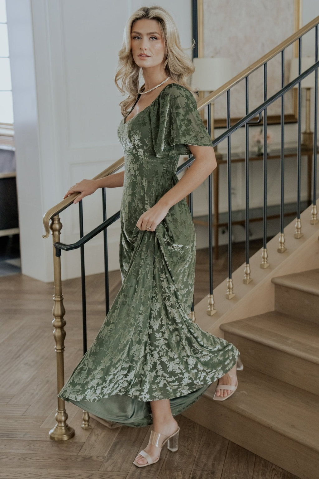 Everley Velvet Maxi Dress | Dark Sage