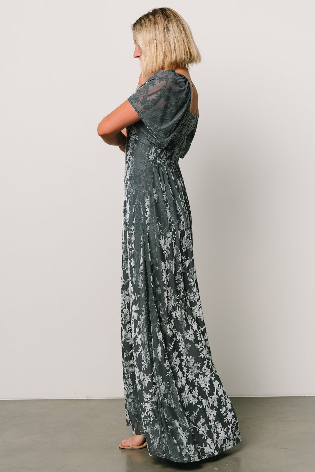 Everley Velvet Maxi Dress | Dusty Blue