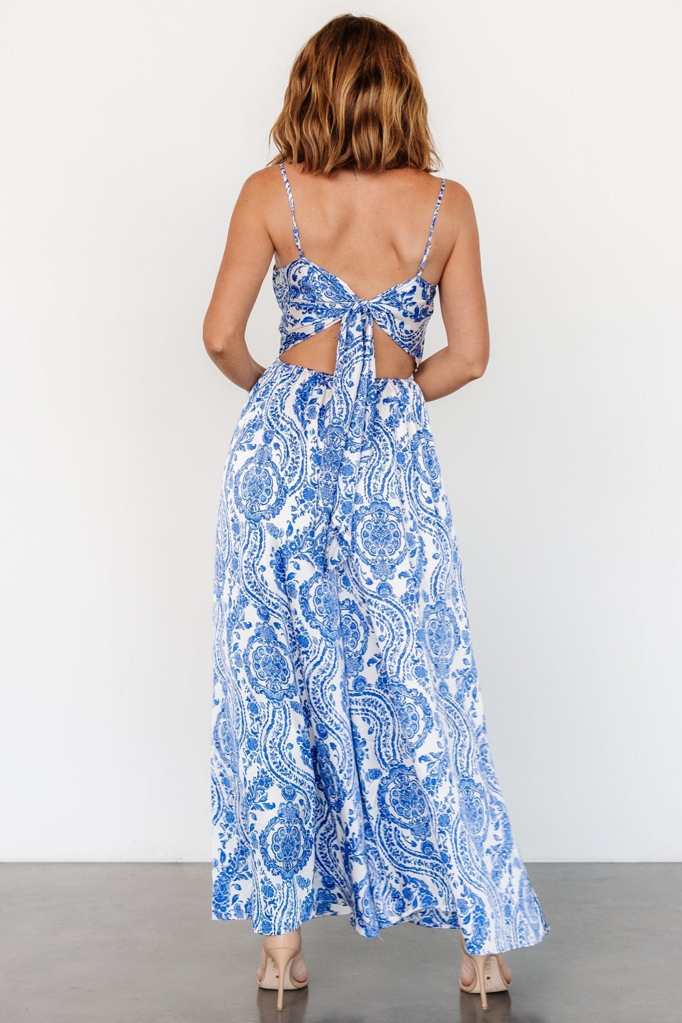 Evia Jumpsuit | Blue + White Print