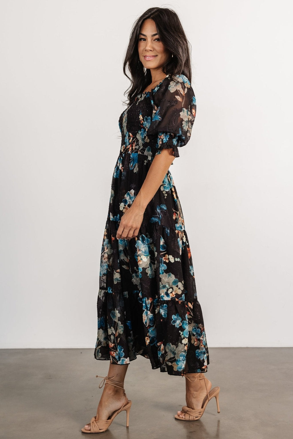 Fabian Jacquard Midi Dress | Black + Blue Multi