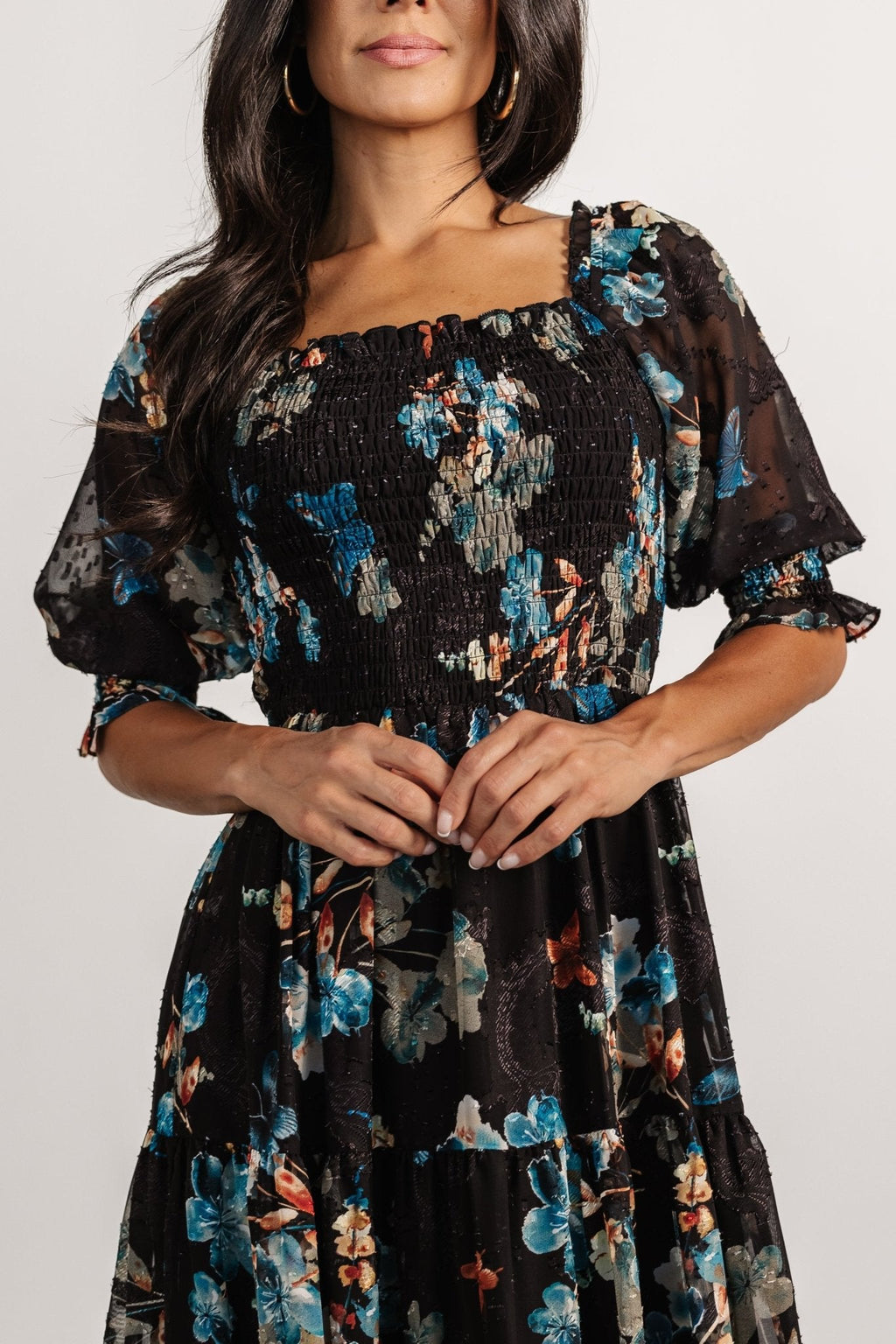 Fabian Jacquard Midi Dress | Black + Blue Multi