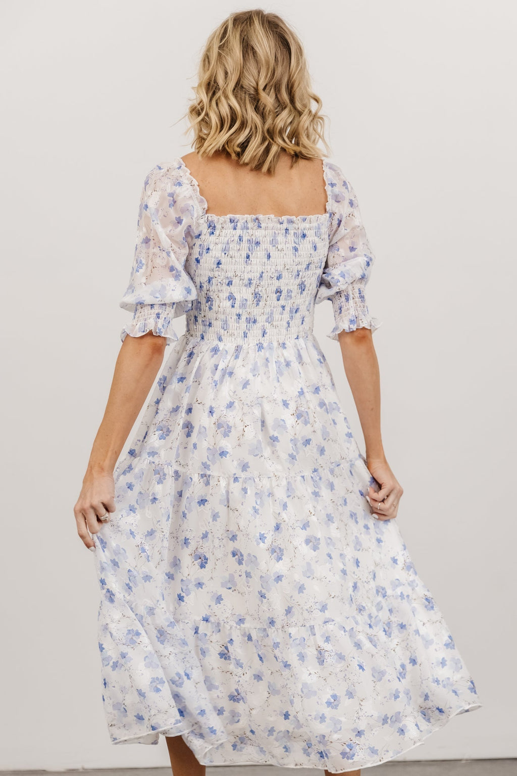 Fabian Jacquard Midi Dress | Blue Floral