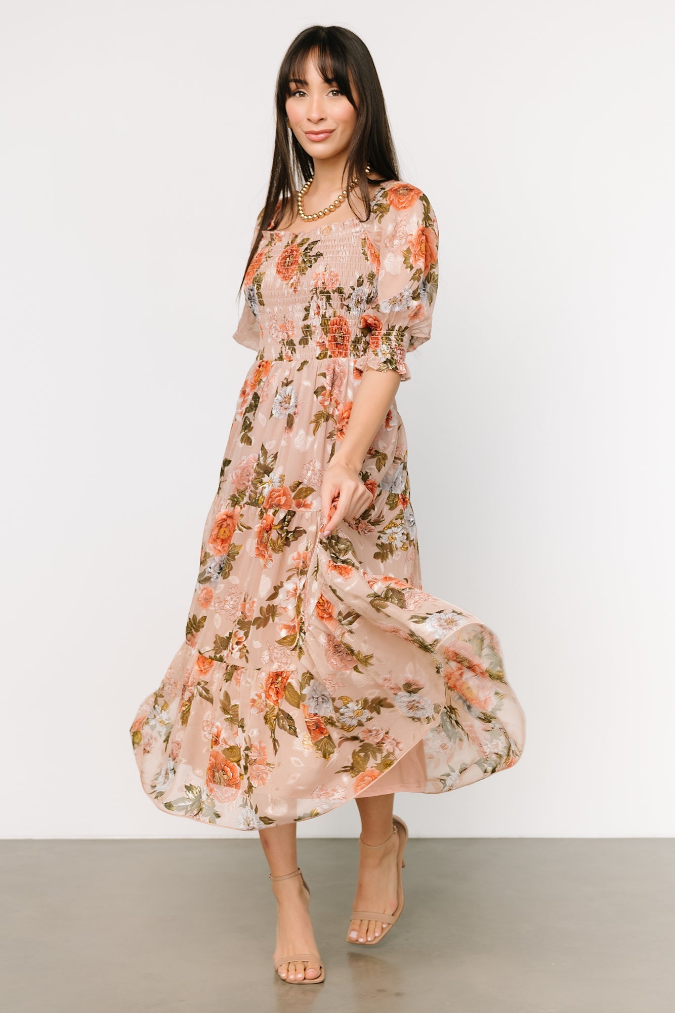 Fabian Jacquard Midi Dress | Dusty Mauve Multi