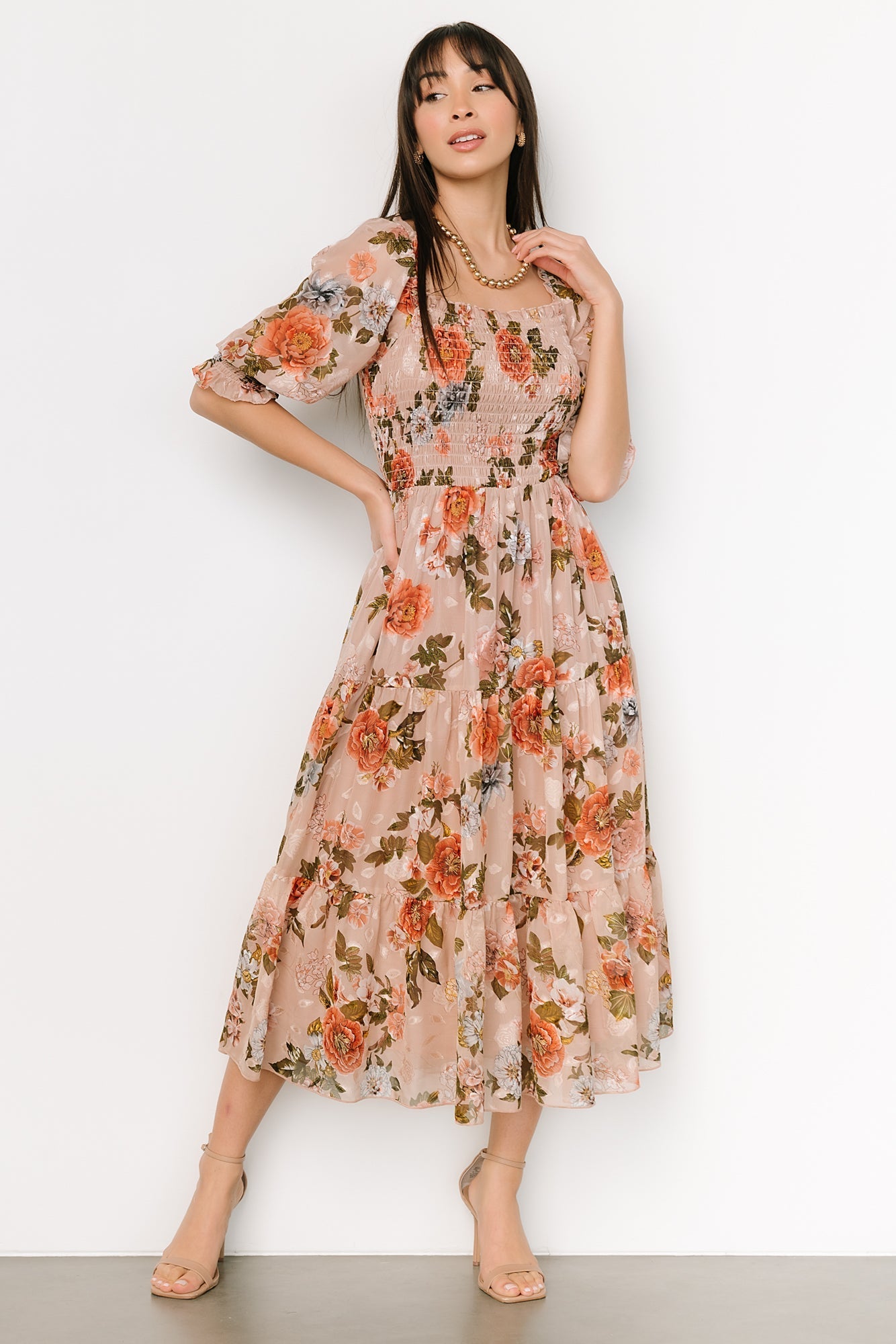 Fabian Jacquard Midi Dress | Dusty Mauve Multi