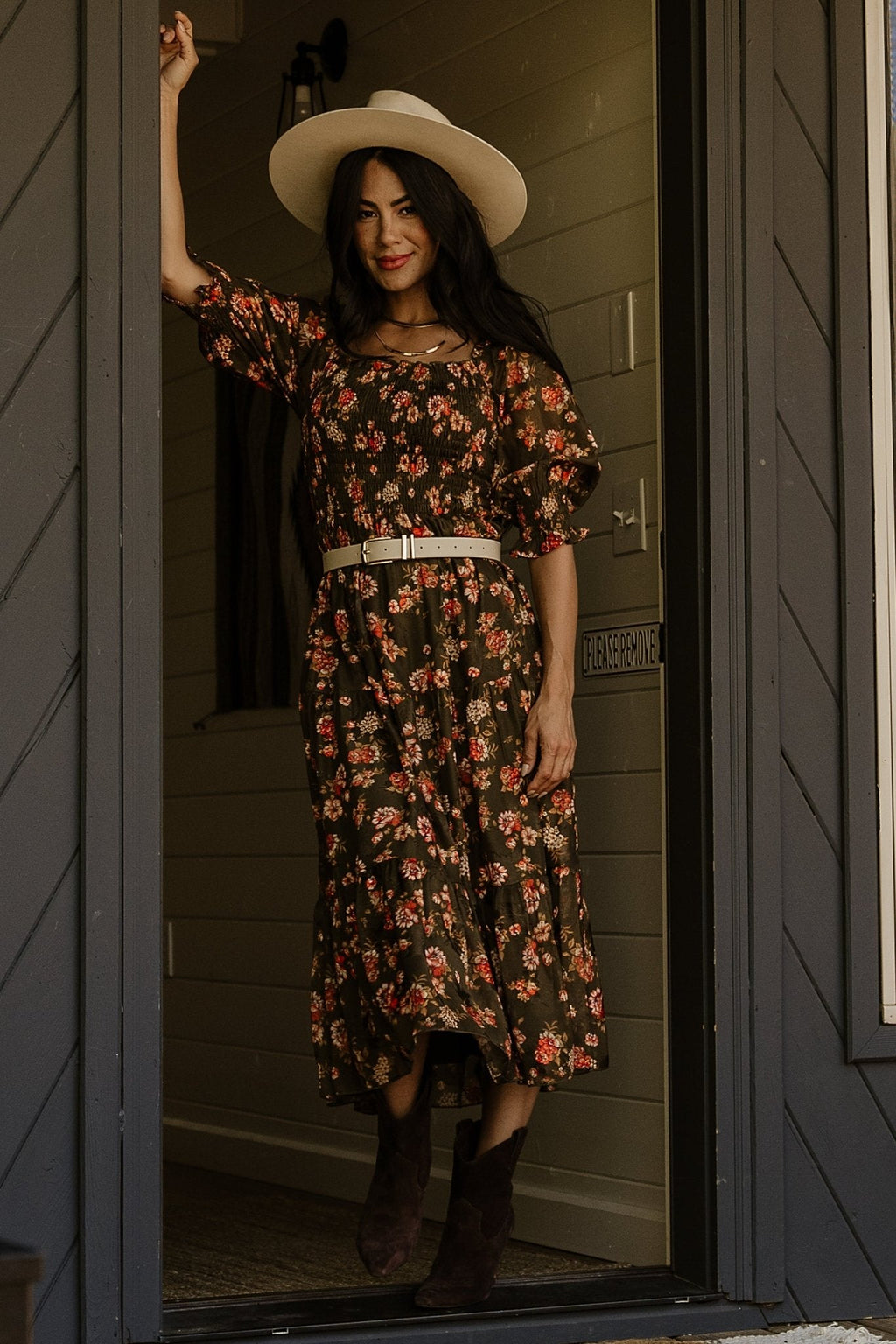 Fabian Jacquard Midi Dress | Olive Floral