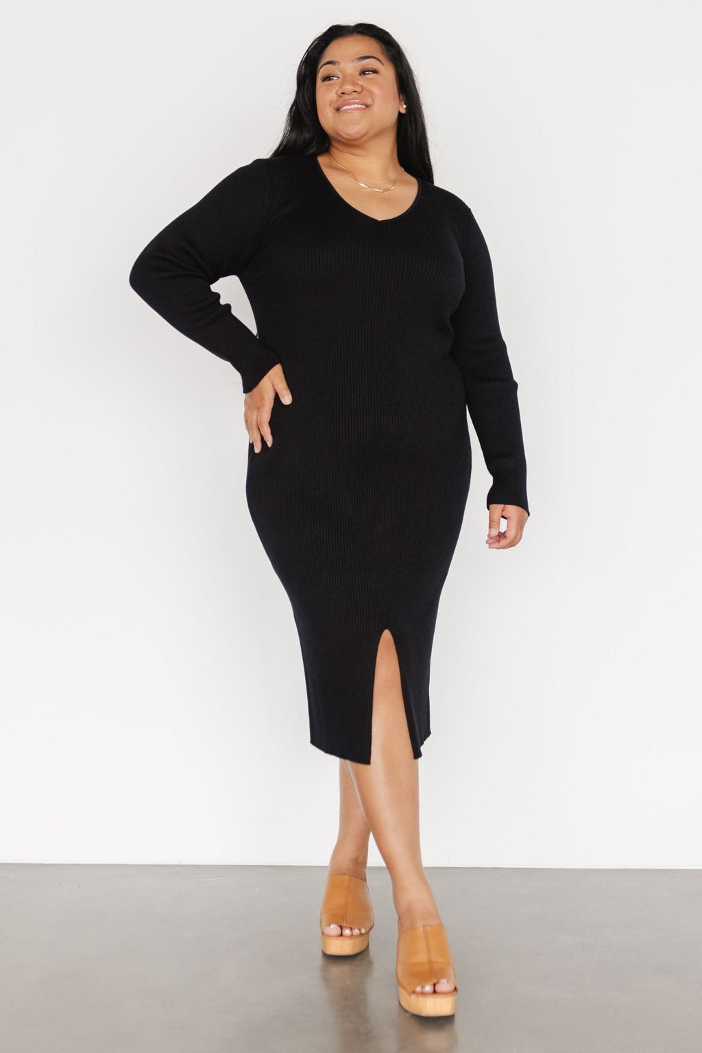 Fairmount Ribbed Midi Dress | Black