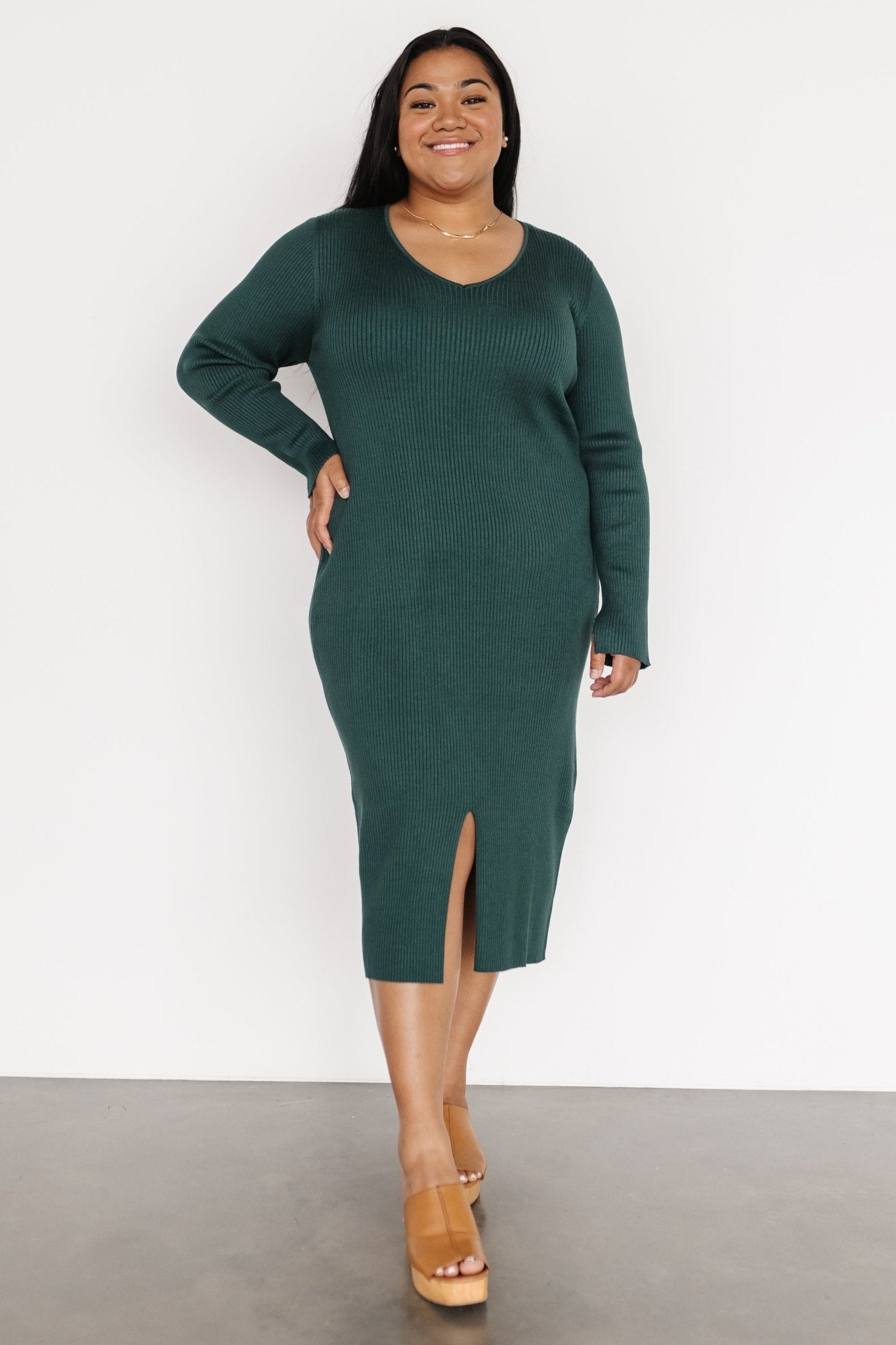 Fairmount Ribbed Midi Dress | Green