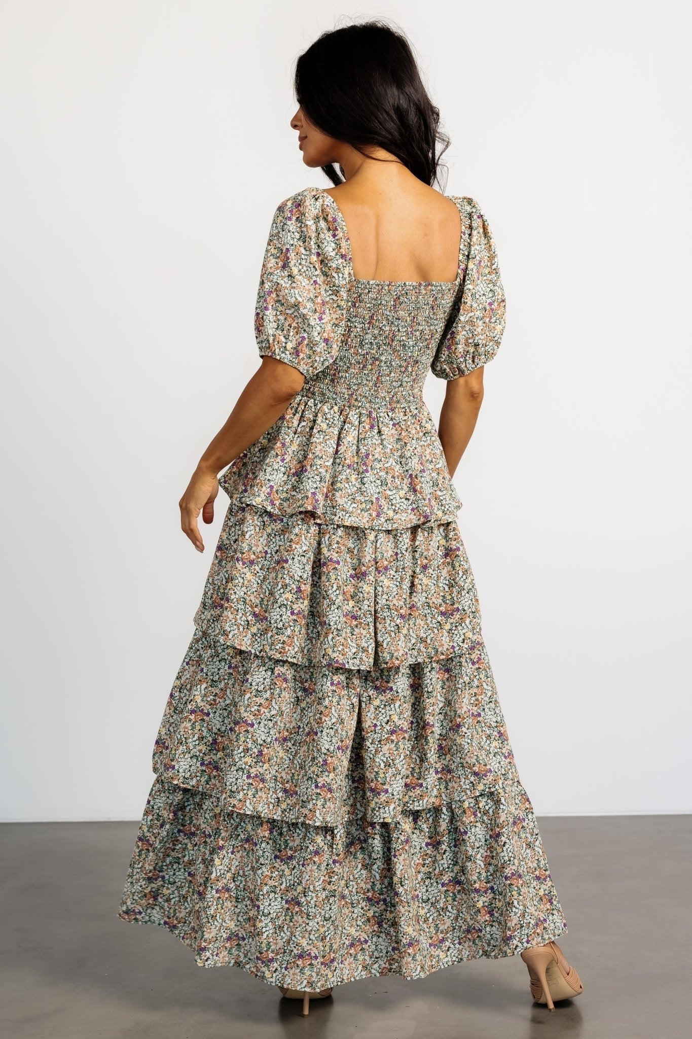 Felicia Tiered Maxi Dress | Green Multi