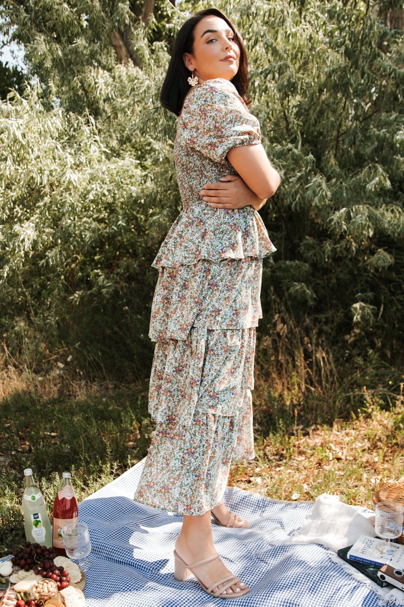 Felicia Tiered Maxi Dress | Green Multi