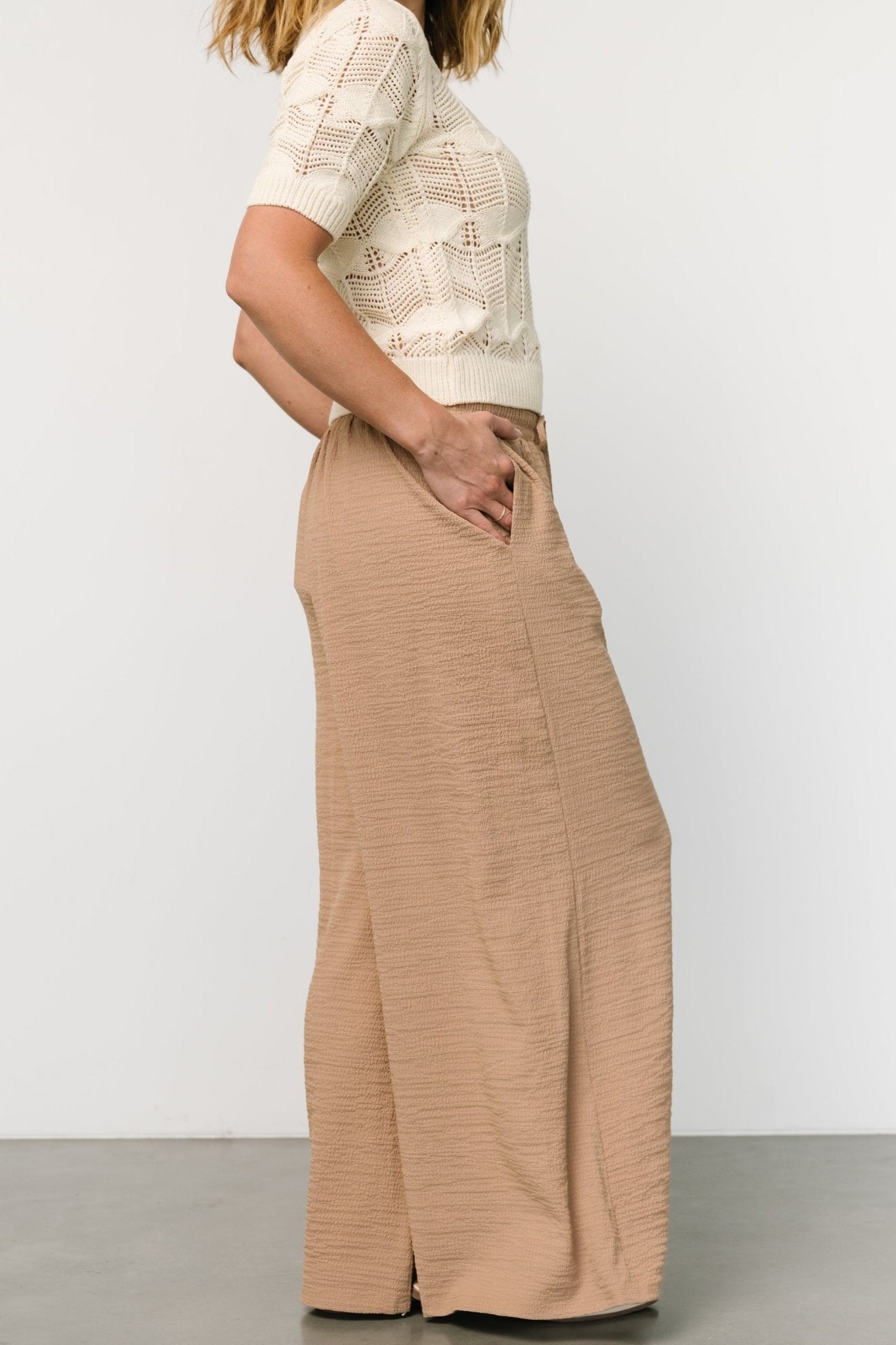 Florence Textured Pants | Beige