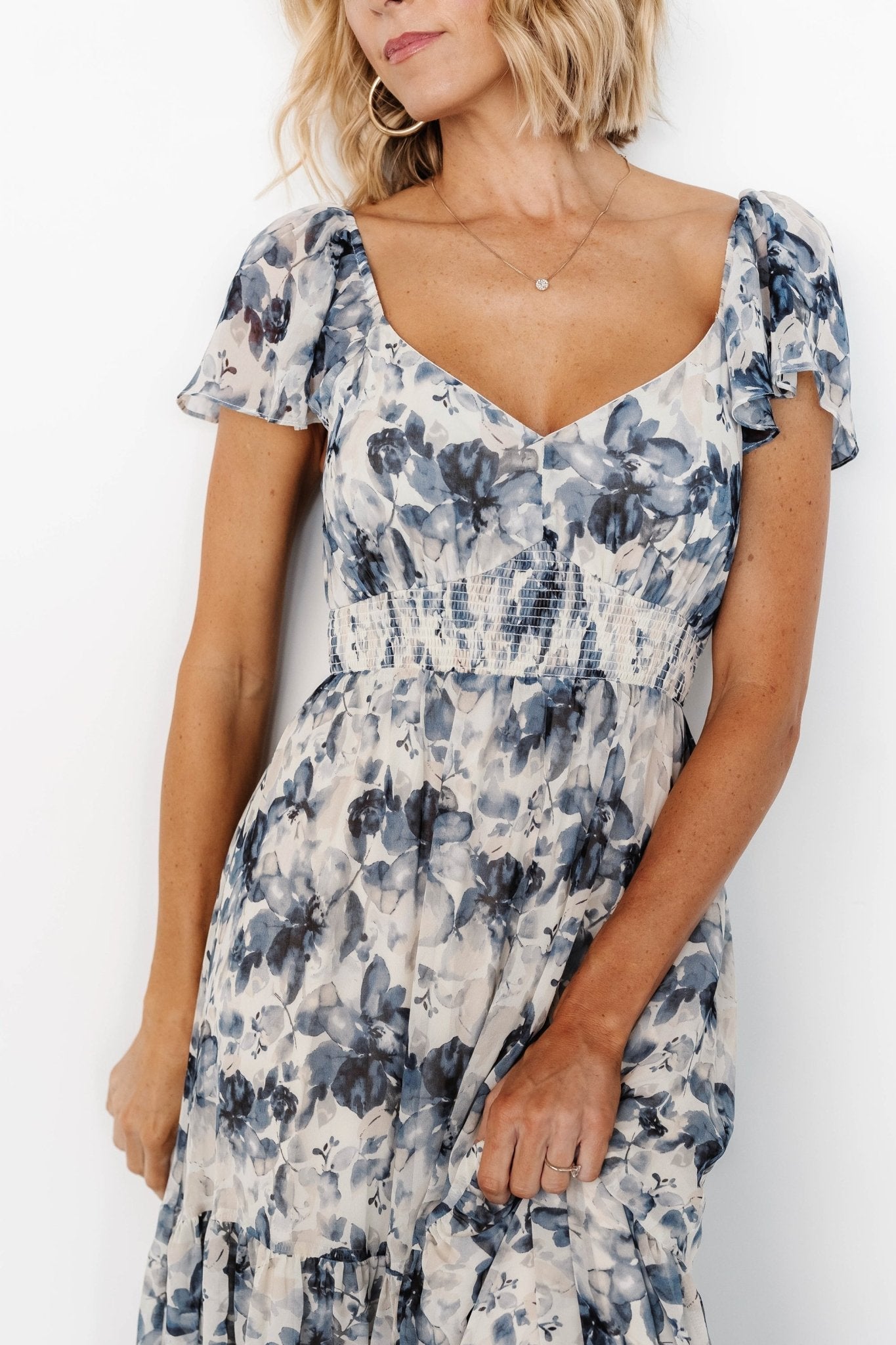 Genevive Maxi Dress | Cream + Blue Floral