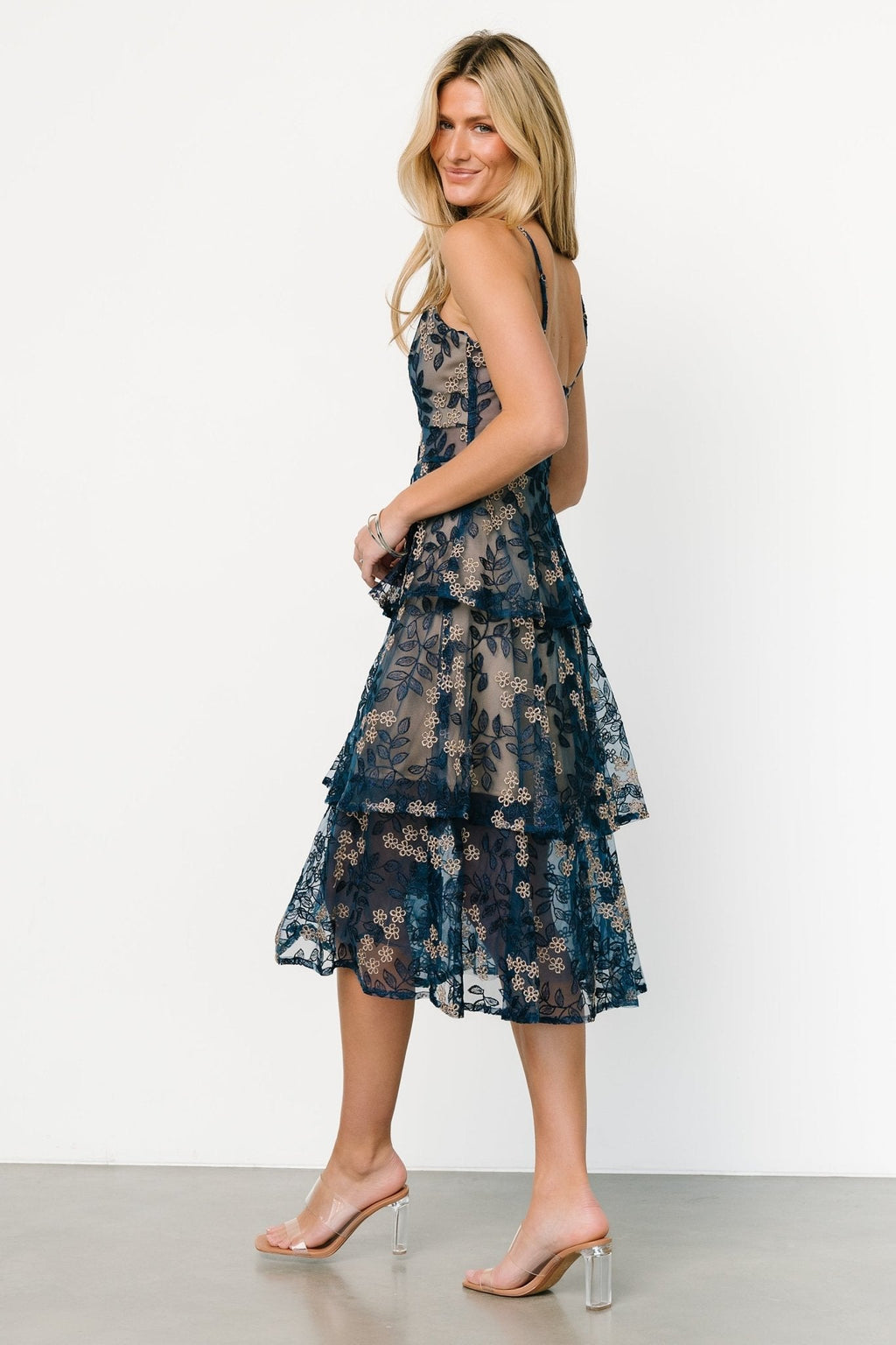 Georgiana Embroidered Midi Dress | Navy