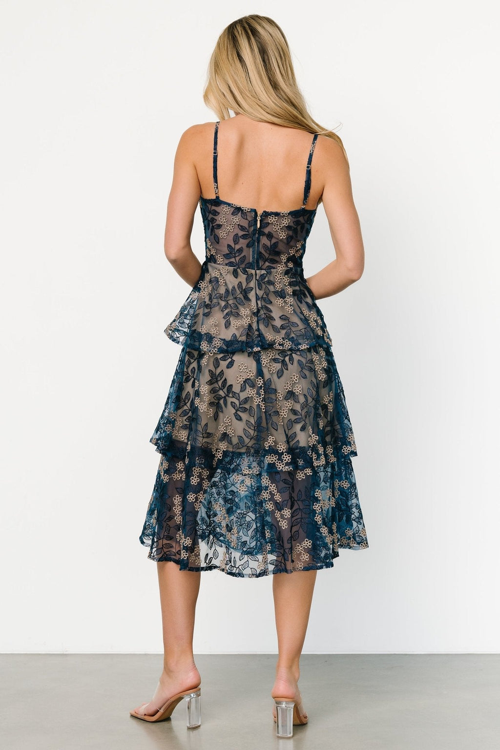 Georgiana Embroidered Midi Dress | Navy