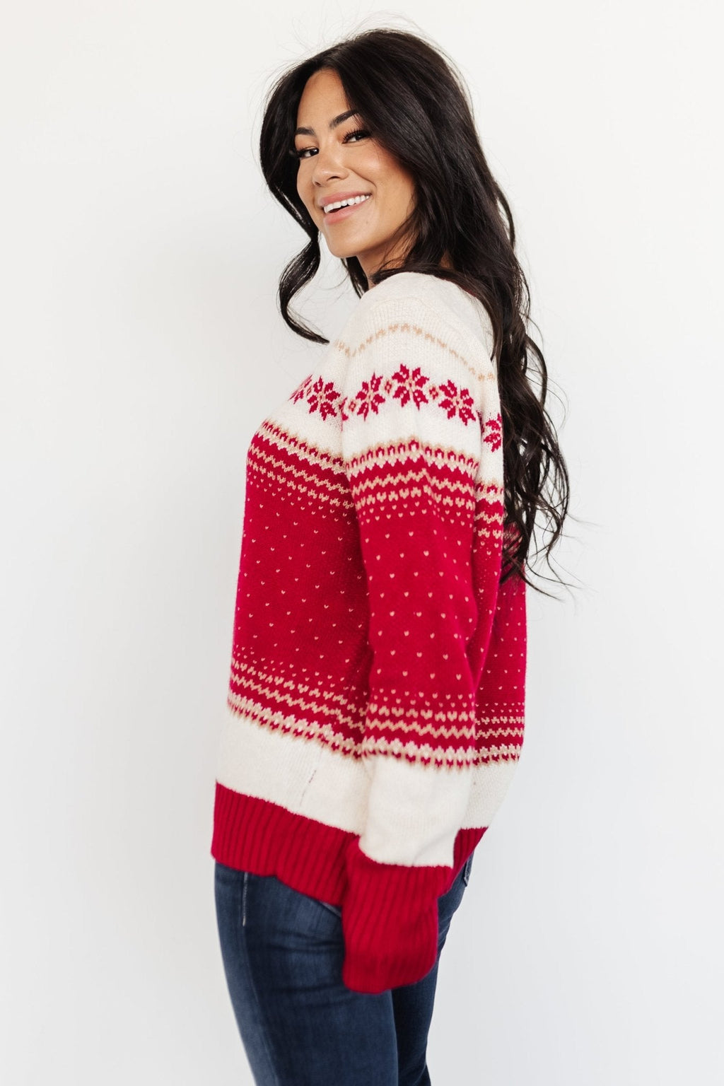 Griffin Knit Sweater | Red Multi