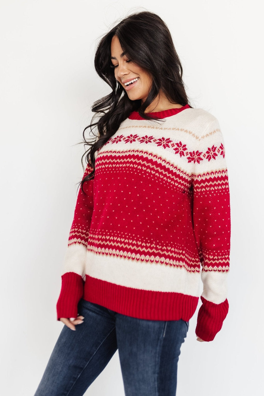Griffin Knit Sweater | Red Multi
