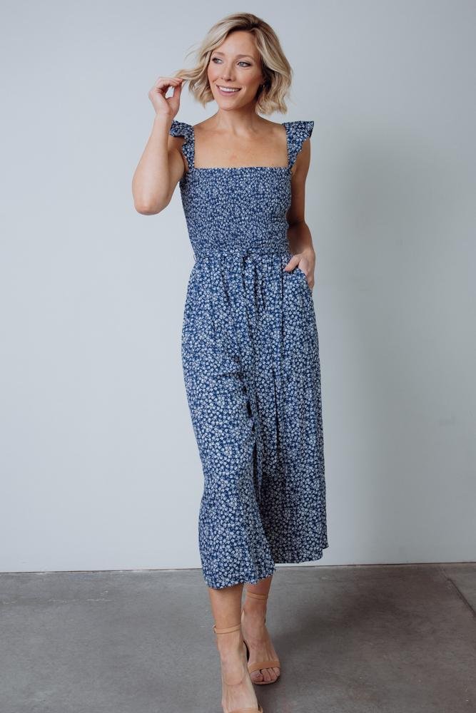 Hadley Smocked Jumpsuit | Navy
