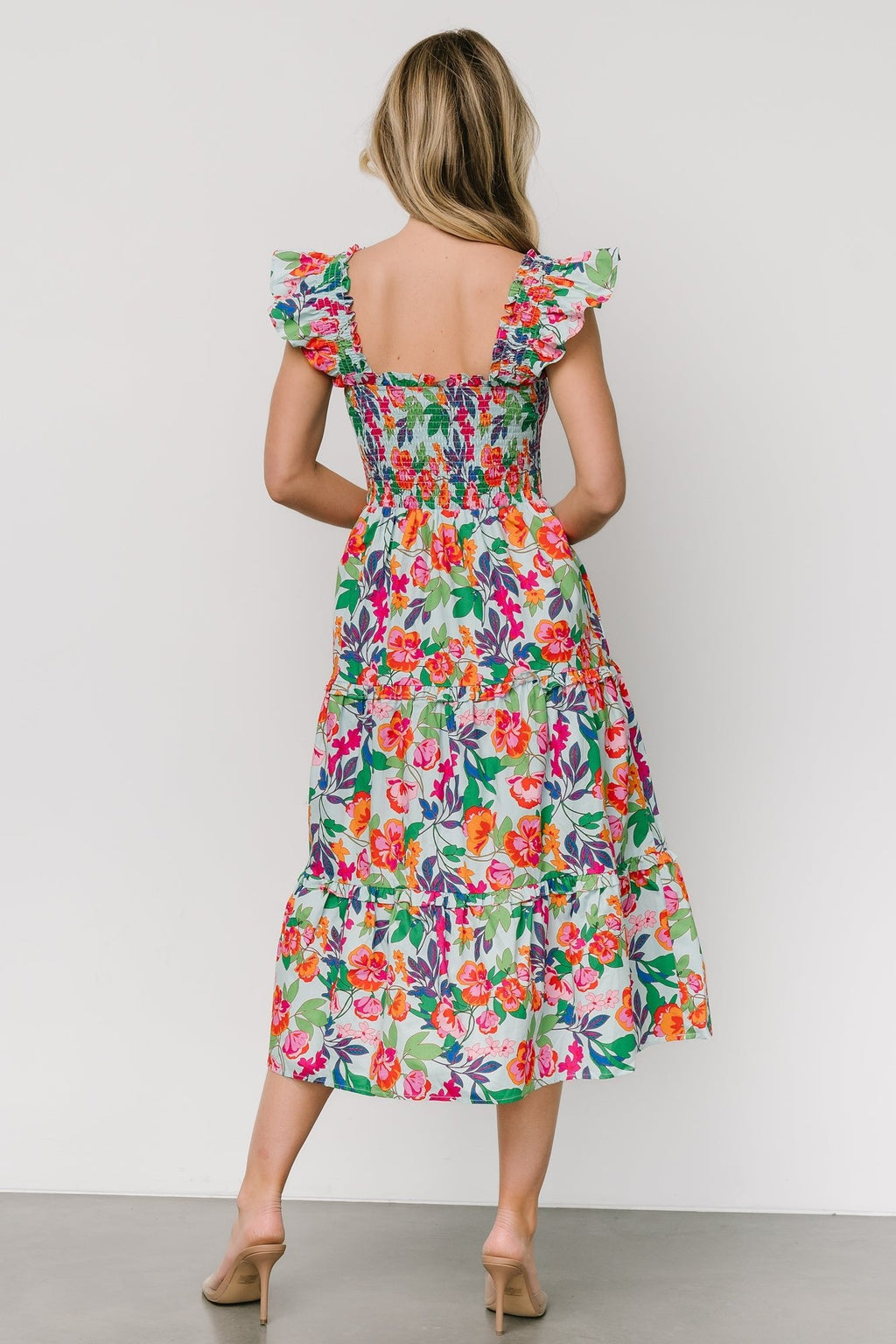 Harper Smocked Midi Dress | Blue Multi Floral