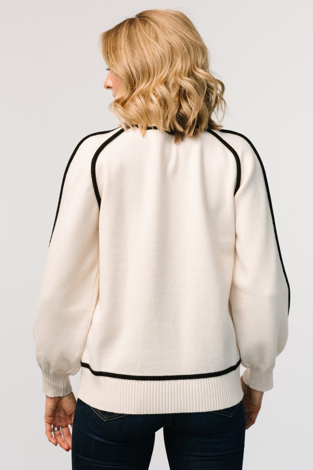 Harrington Sweater | Cream + Black