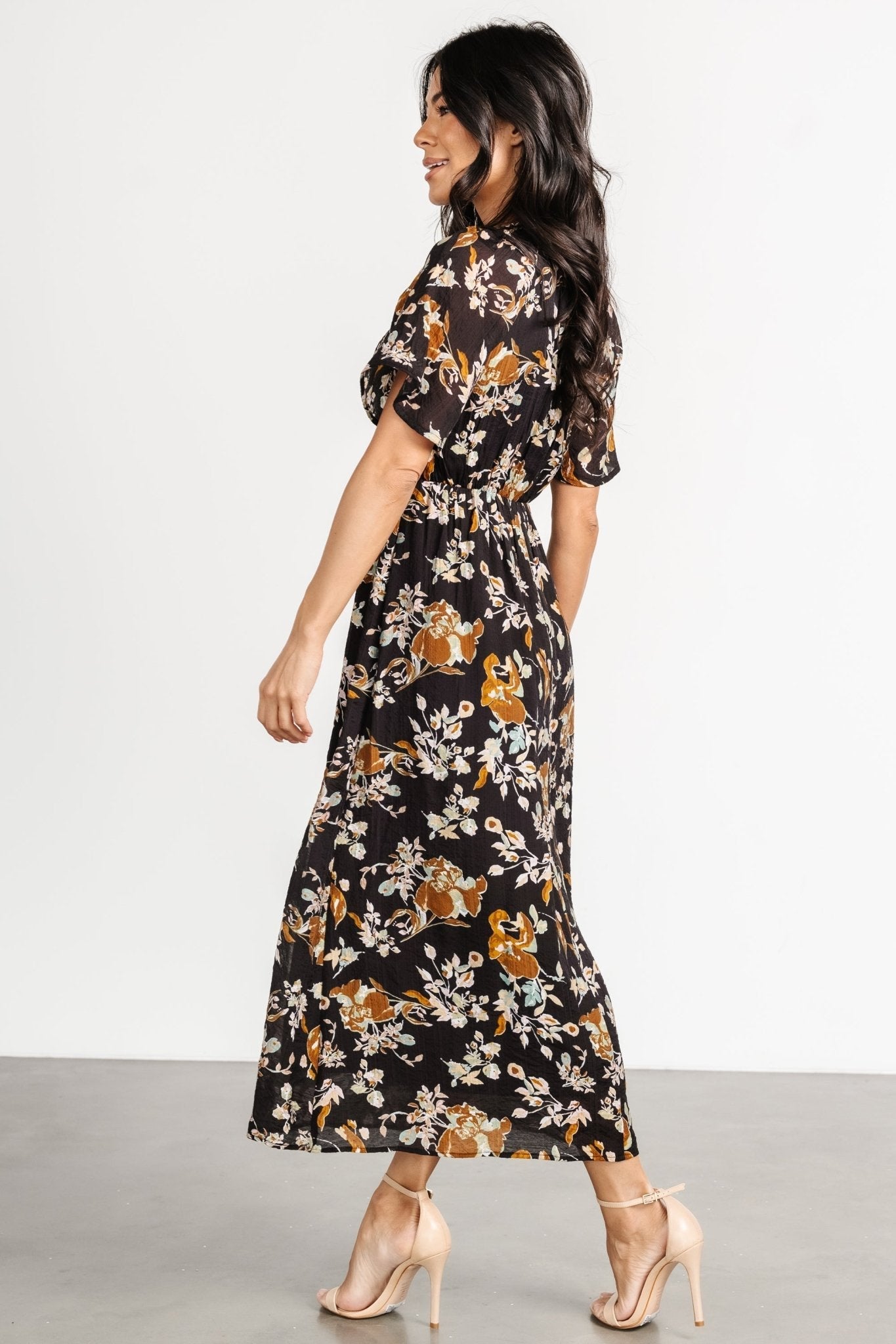 Hathaway Midi Dress | Black Floral