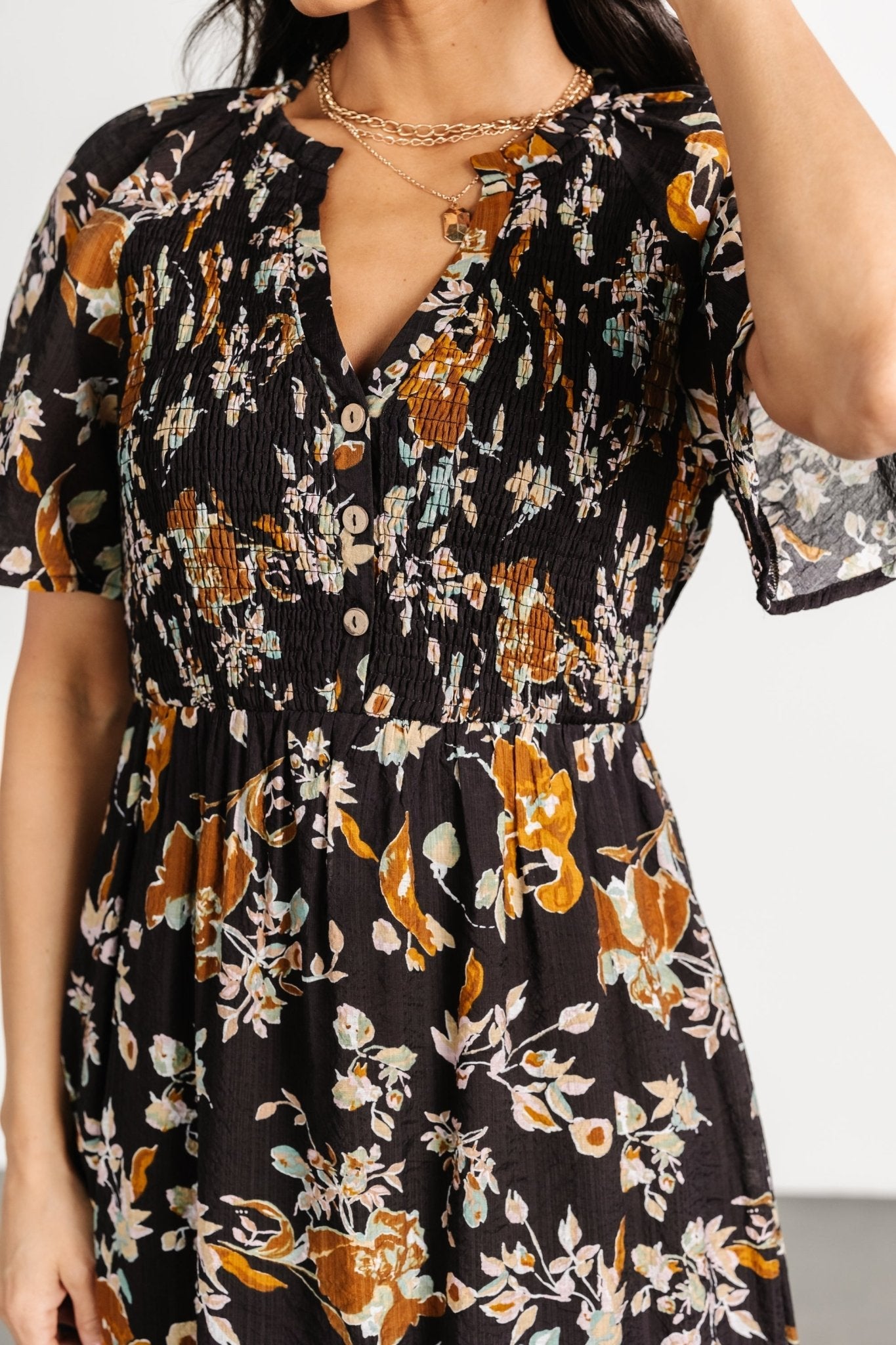 Hathaway Midi Dress | Black Floral