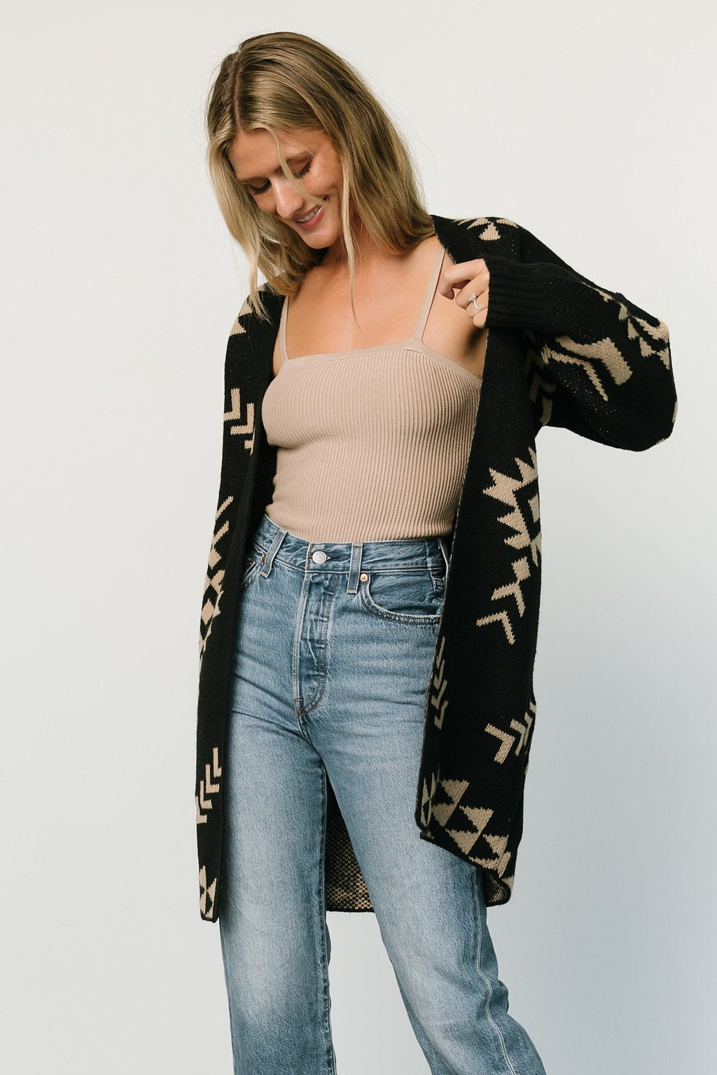 Hays Oversized Cardigan | Black + Tan