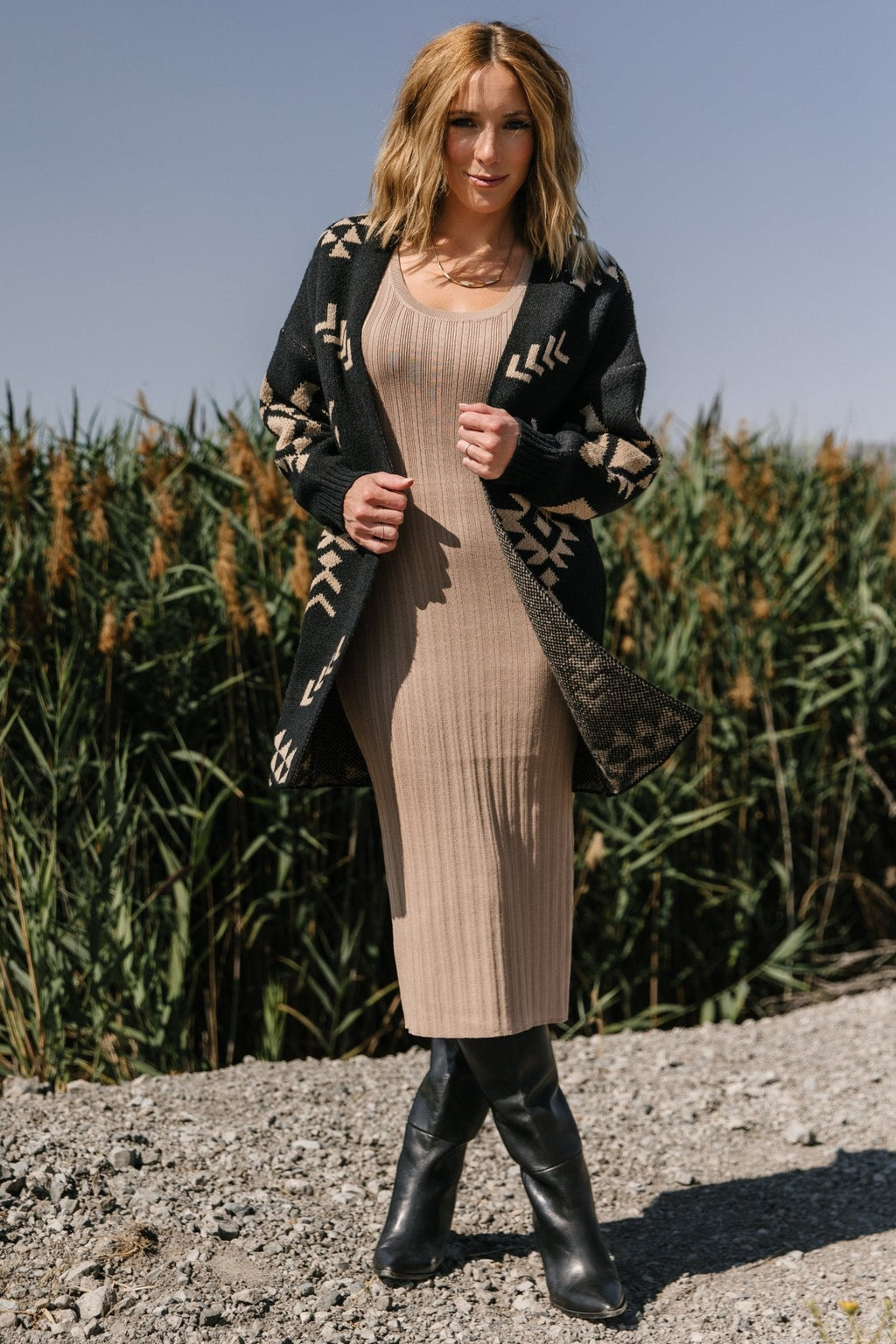 Hays Oversized Cardigan | Black + Tan