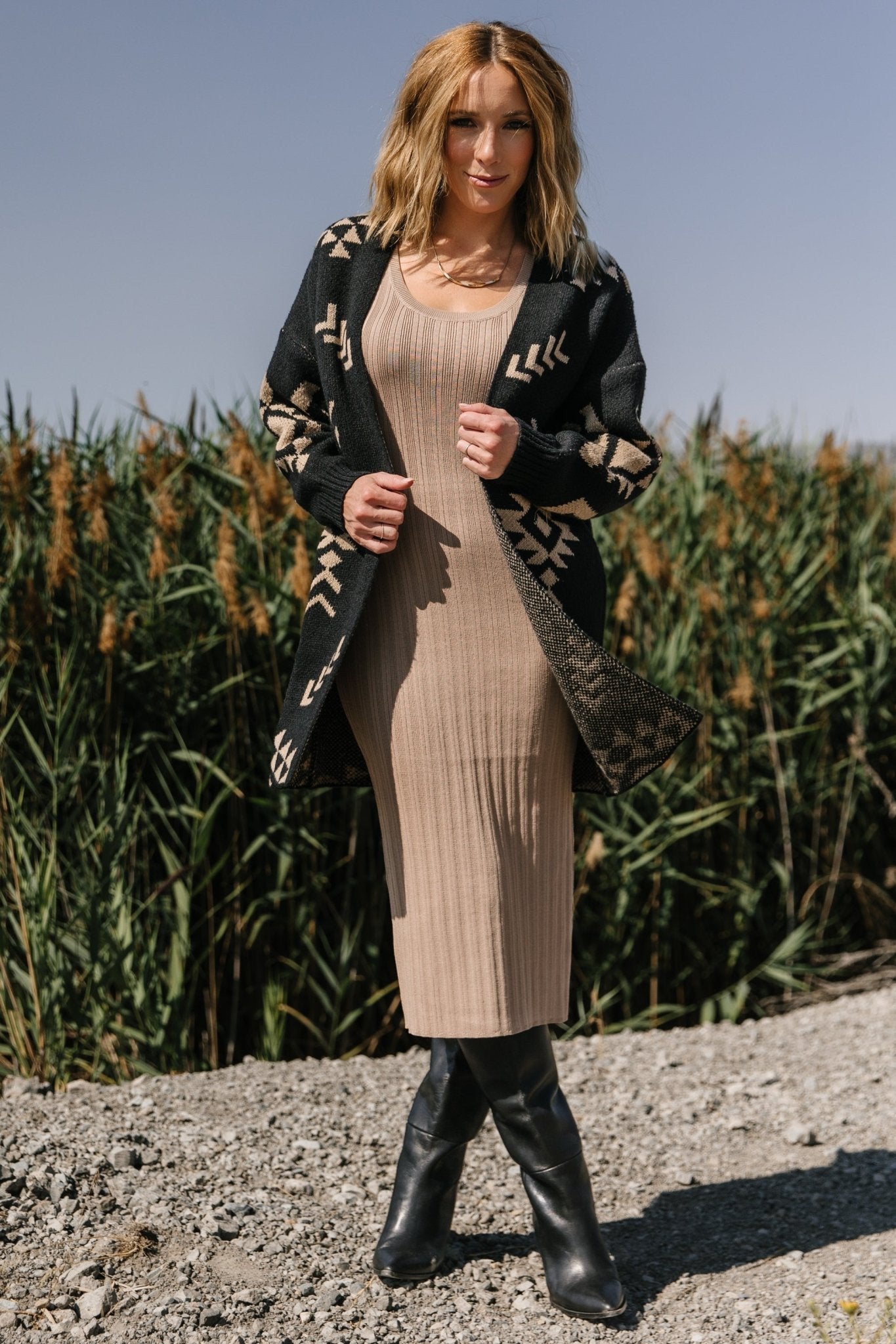 Hays Oversized Cardigan | Black + Tan