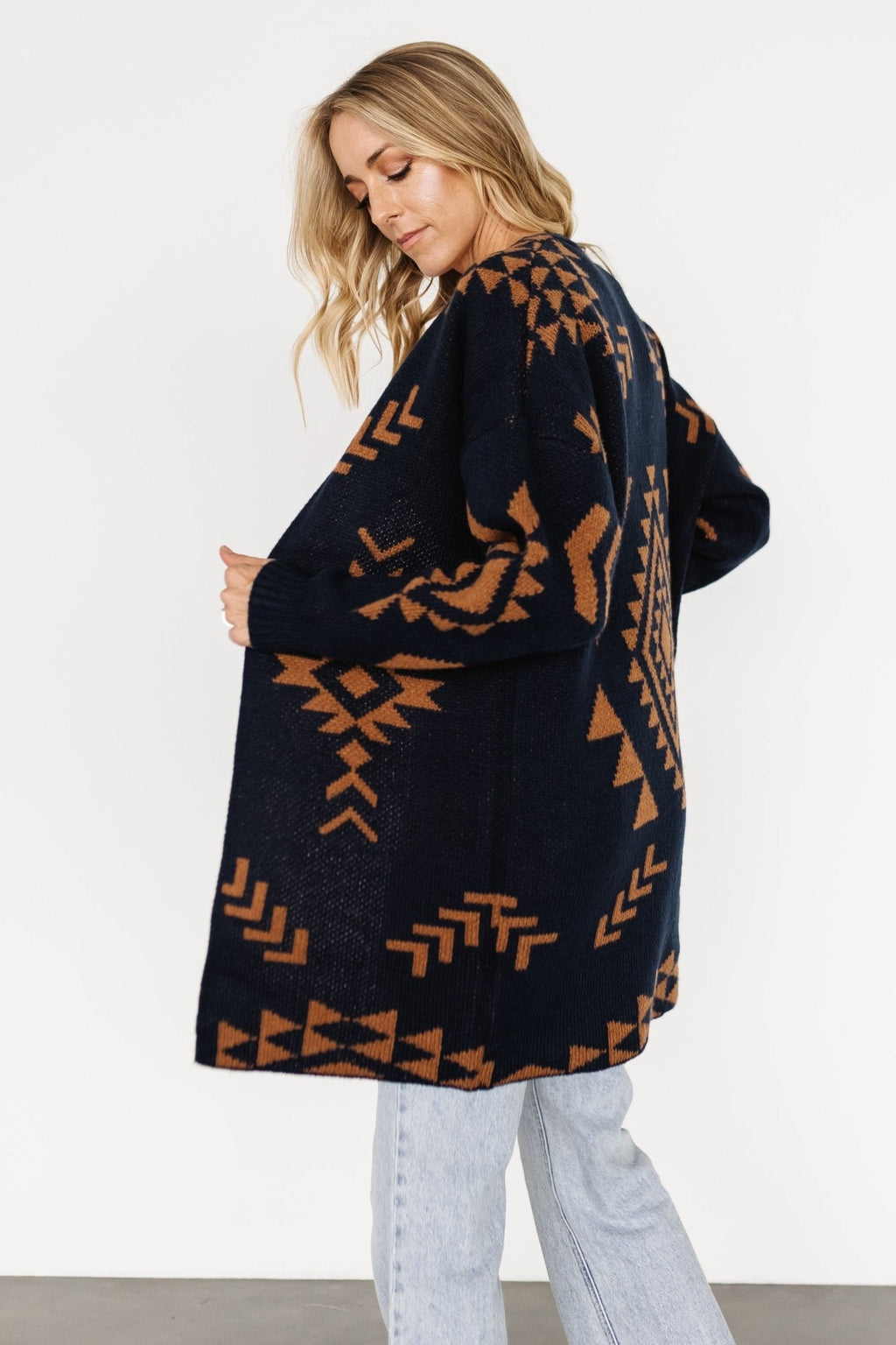 Hays Oversized Cardigan | Navy + Camel