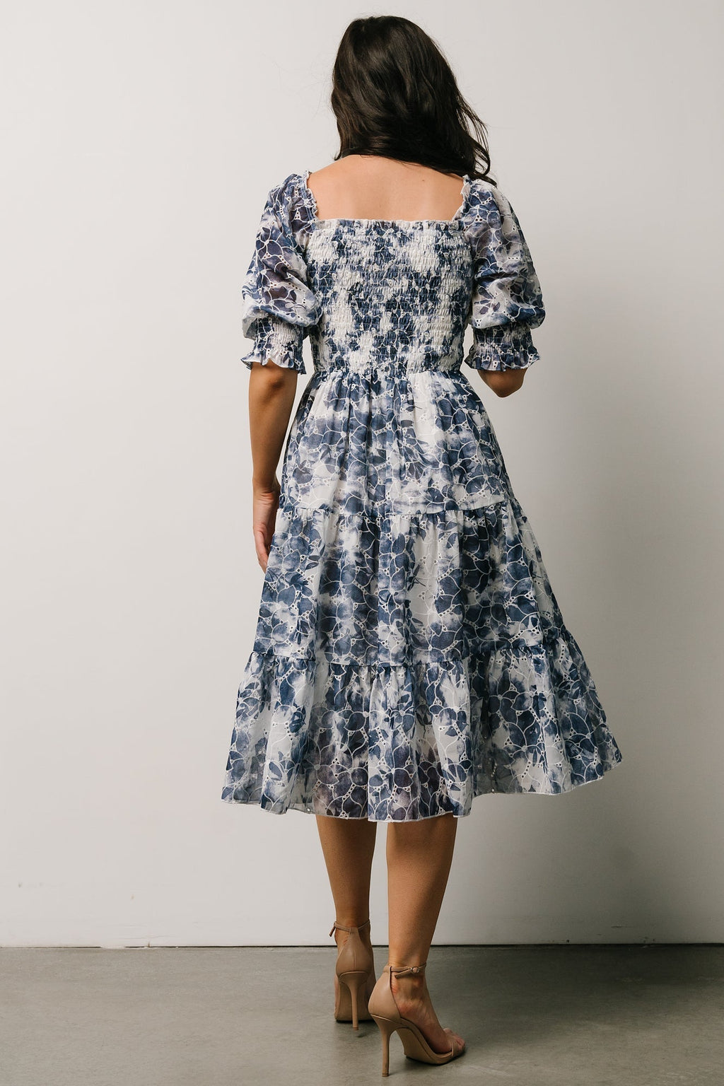 Hazel Eyelet Midi Dress | Navy
