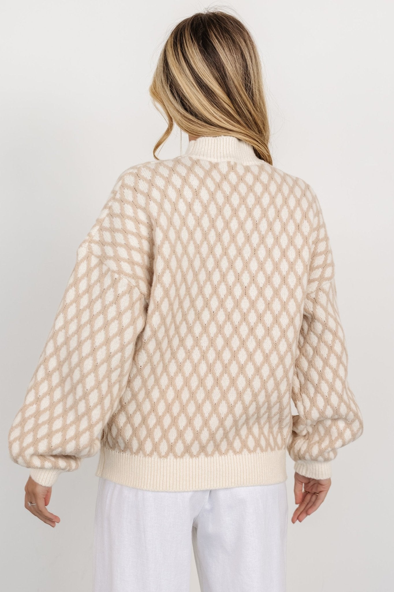 Hendrix Diamond Knit Sweater | Taupe