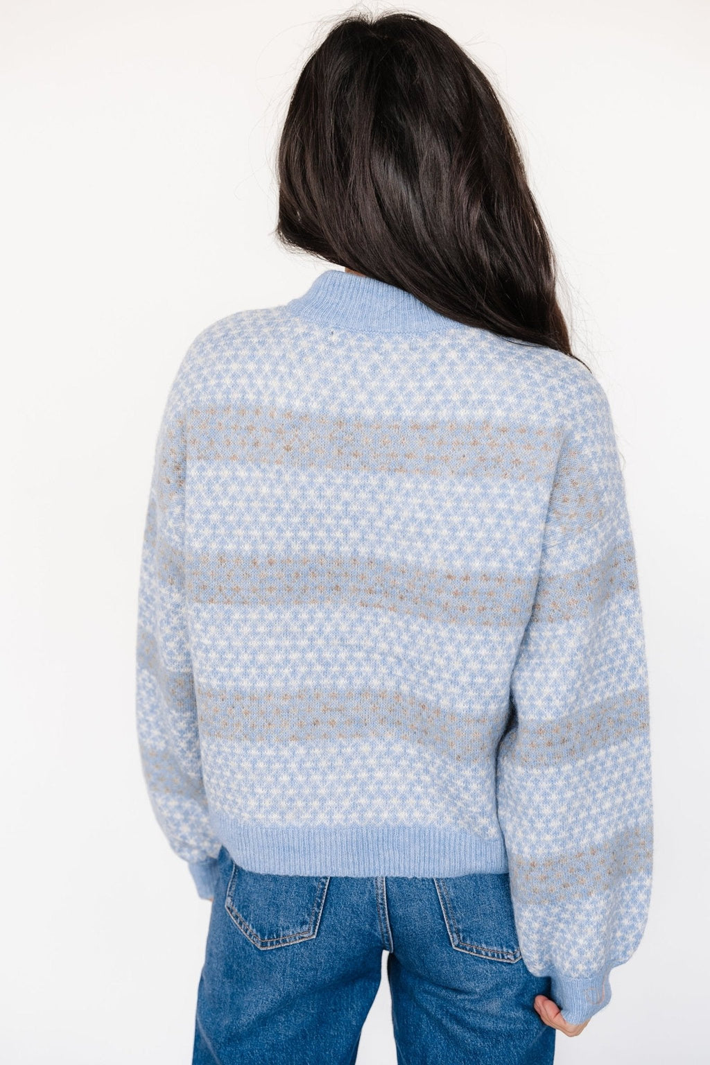 Henry Knit Sweater | Blue + Mocha