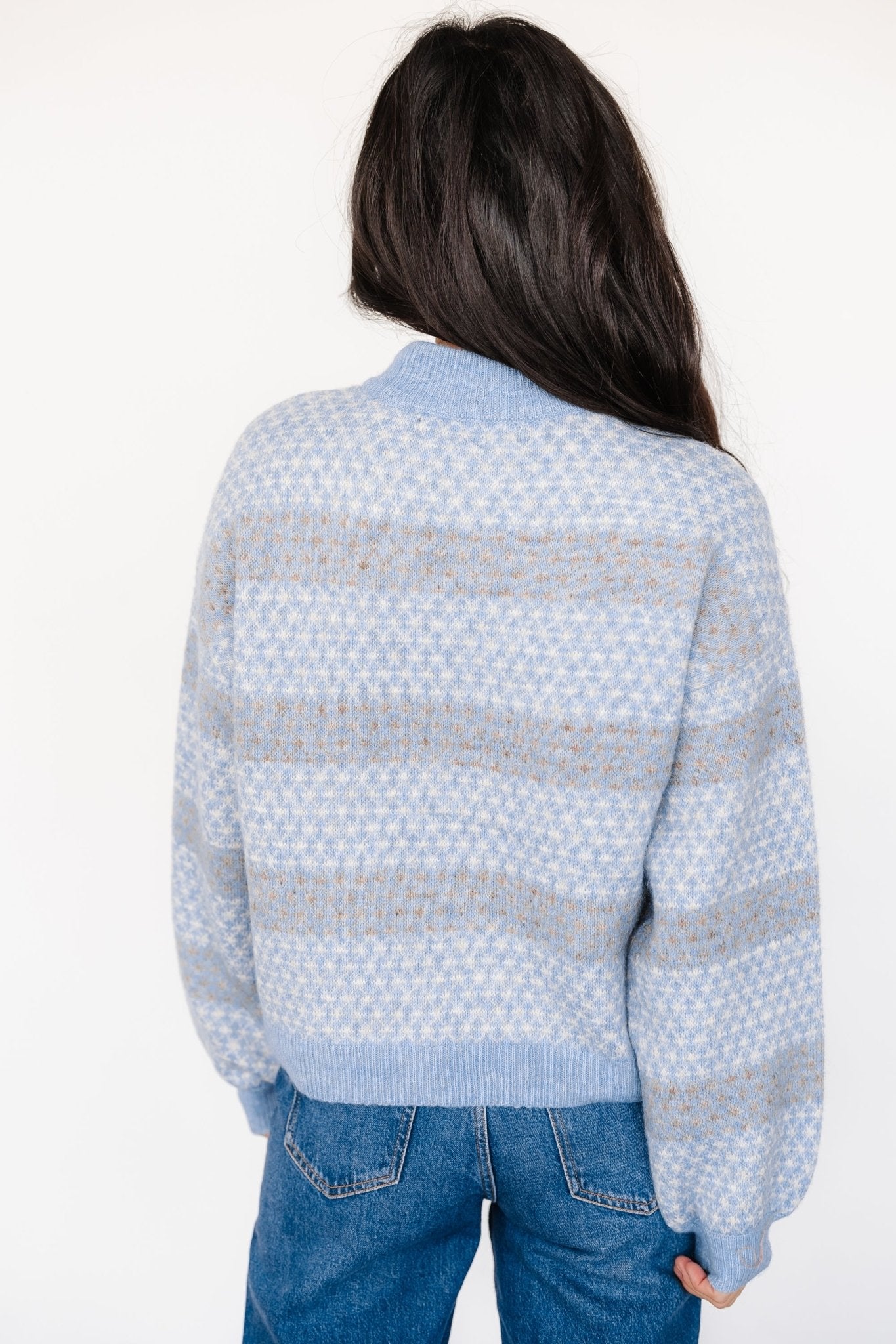 Henry Knit Sweater | Blue + Mocha