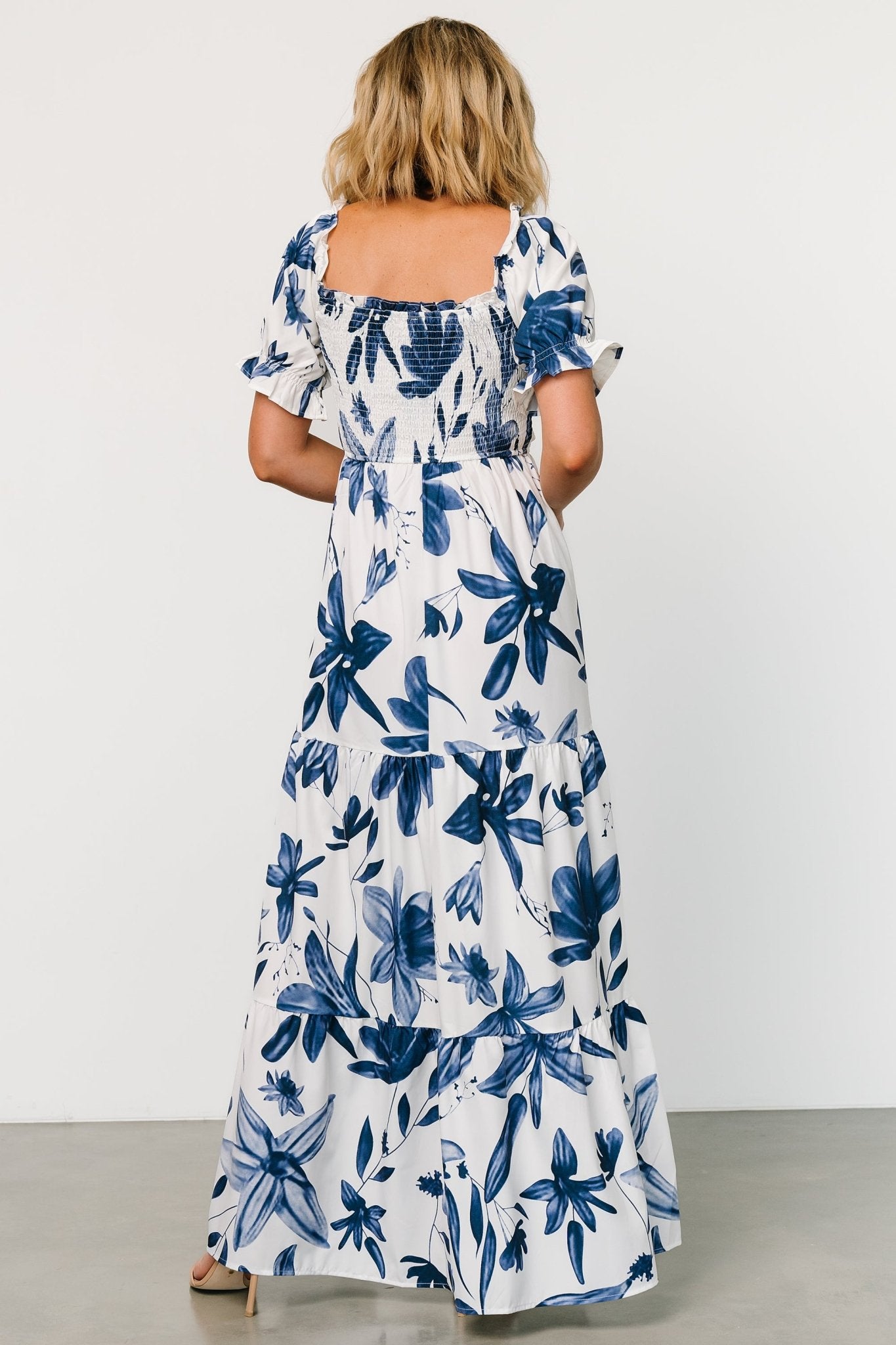 Hilaria Maxi Dress | White + Blue
