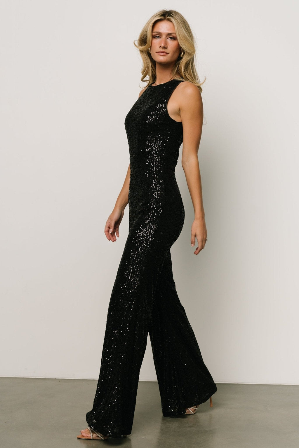 Hillary Sequin Jumpsuit | Black