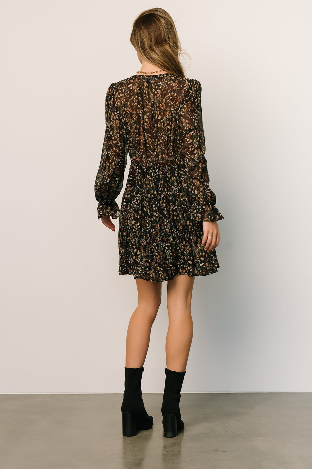 Huxley Tiered Short Dress | Black Multi Floral