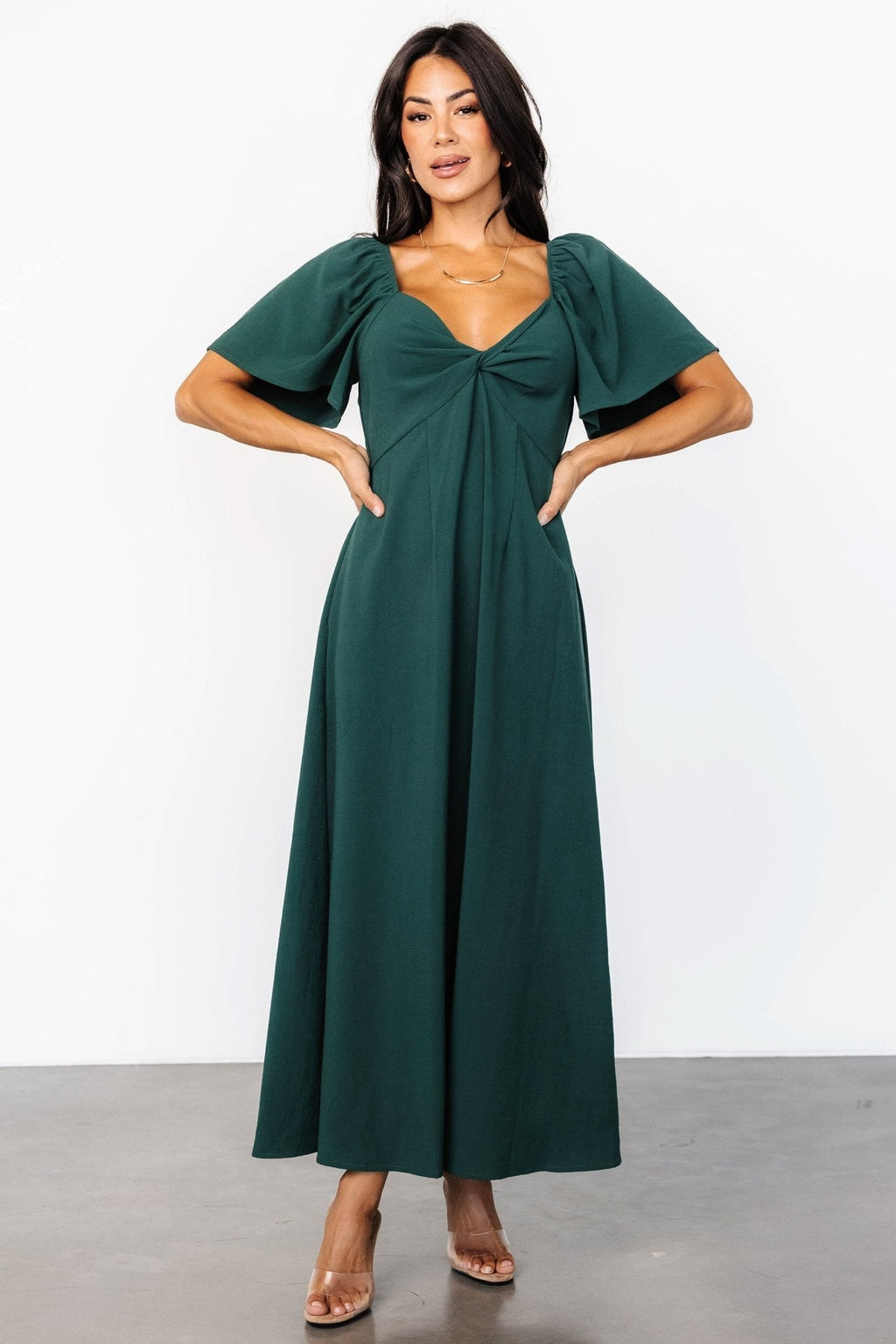 Indie Back Tie Dress | Dark Green