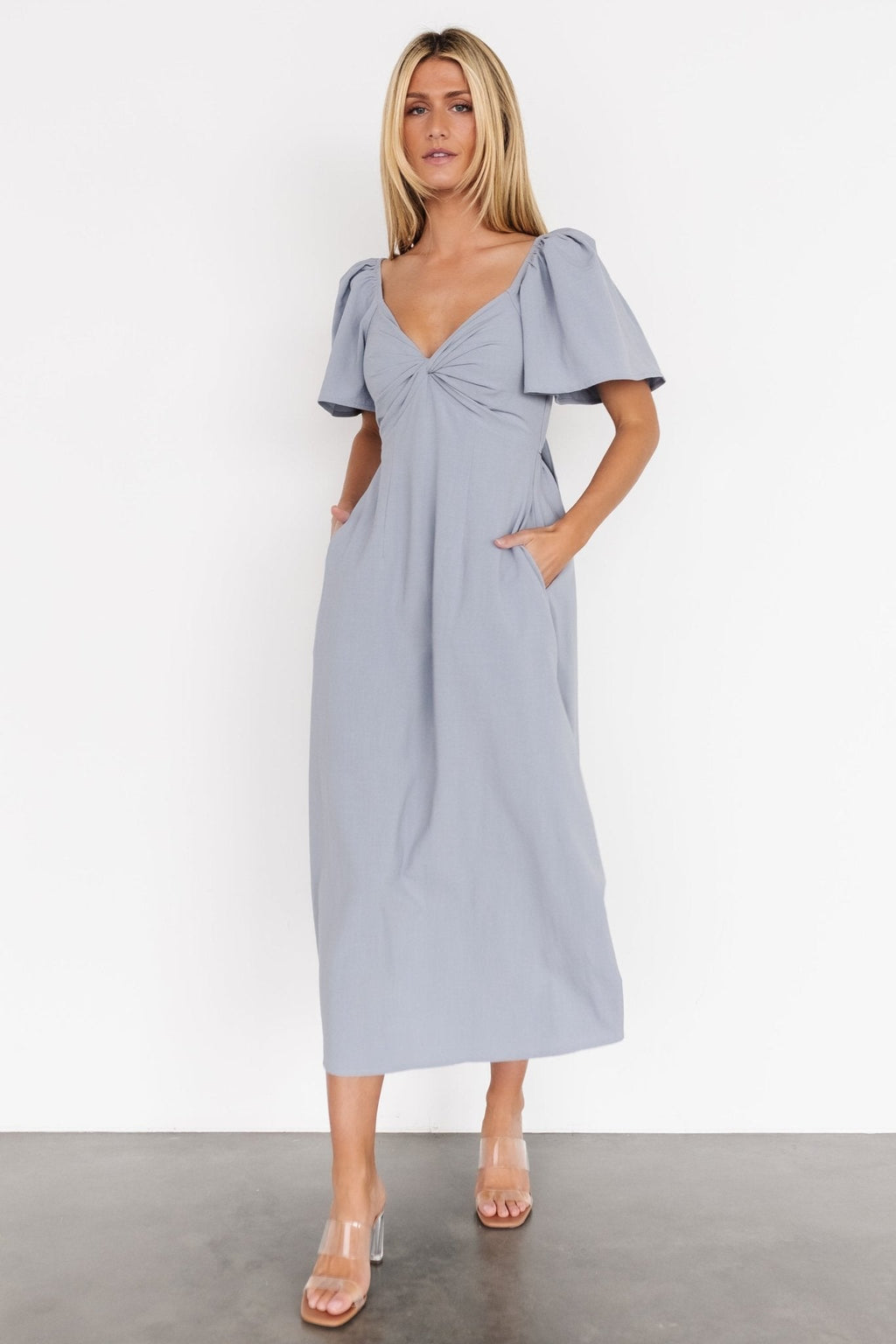 Indie Back Tie Dress | Dusty Blue