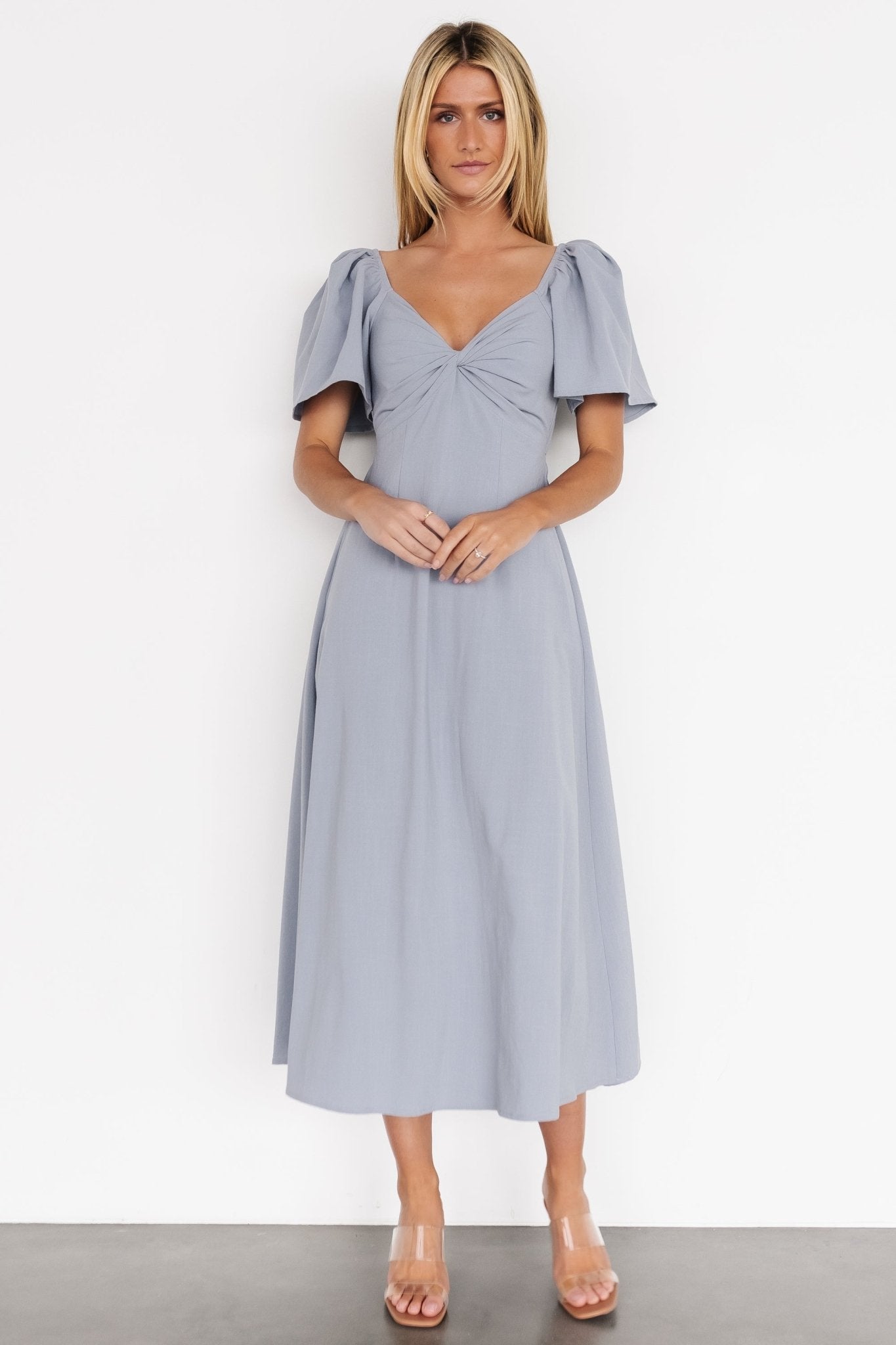 Indie Back Tie Dress | Dusty Blue