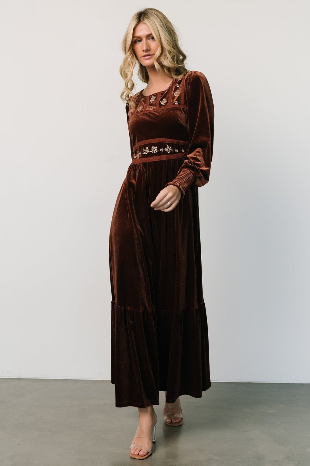 Ingrid Velvet Maxi Dress | Chocolate