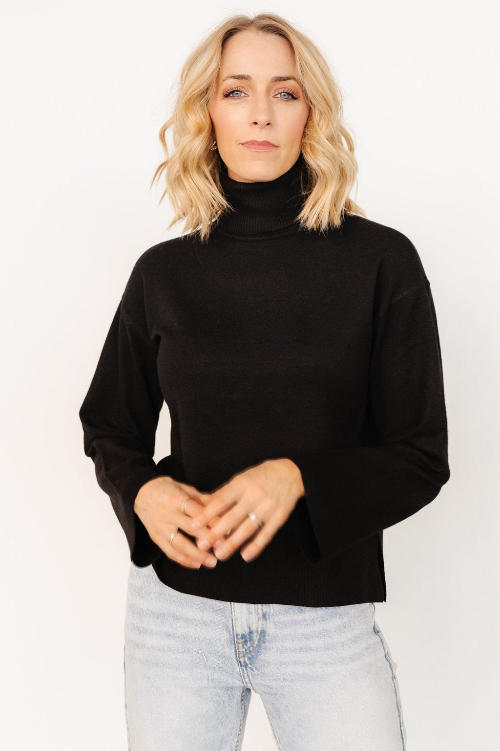 Irene Turtleneck Sweater Top | Black