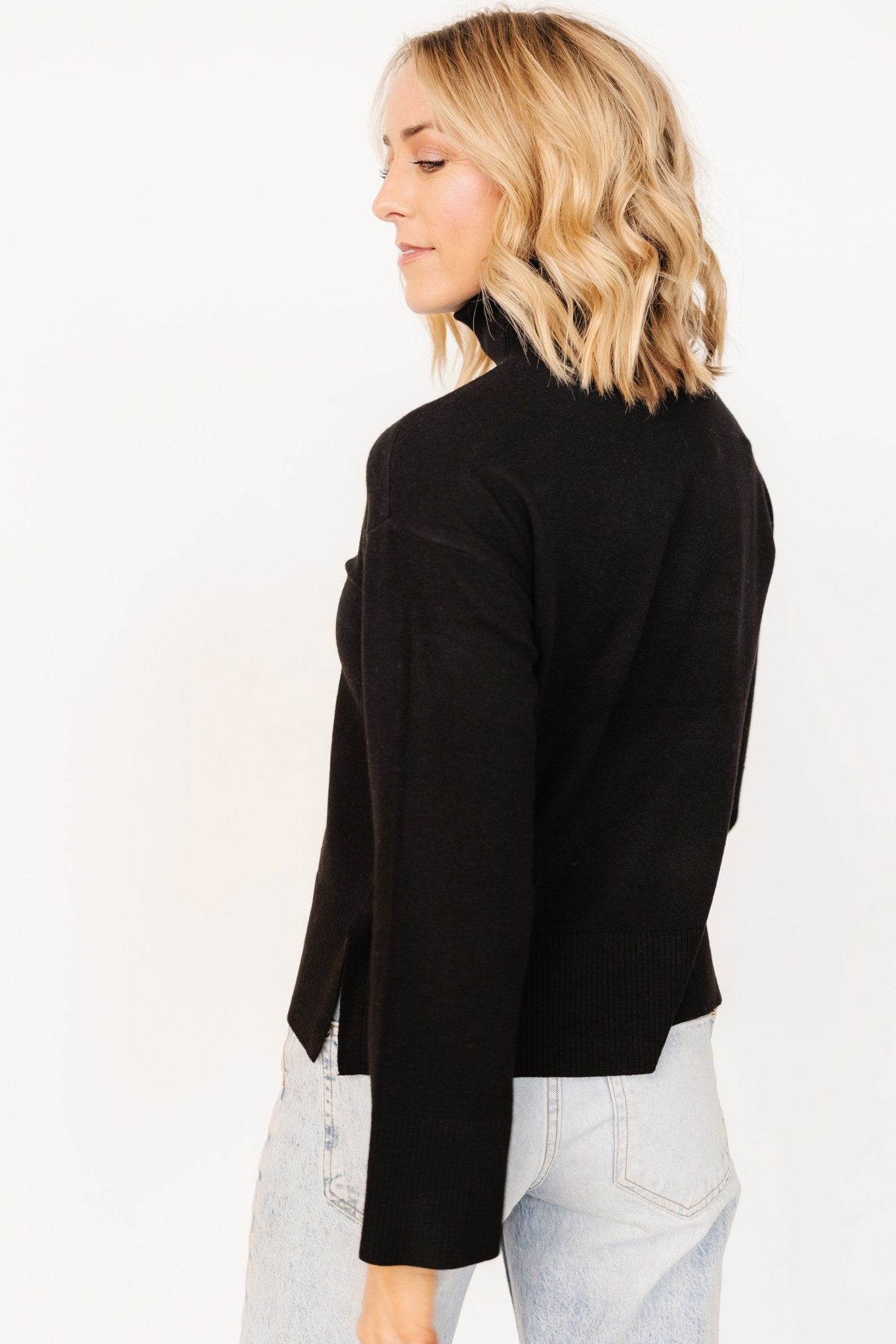 Irene Turtleneck Sweater Top | Black